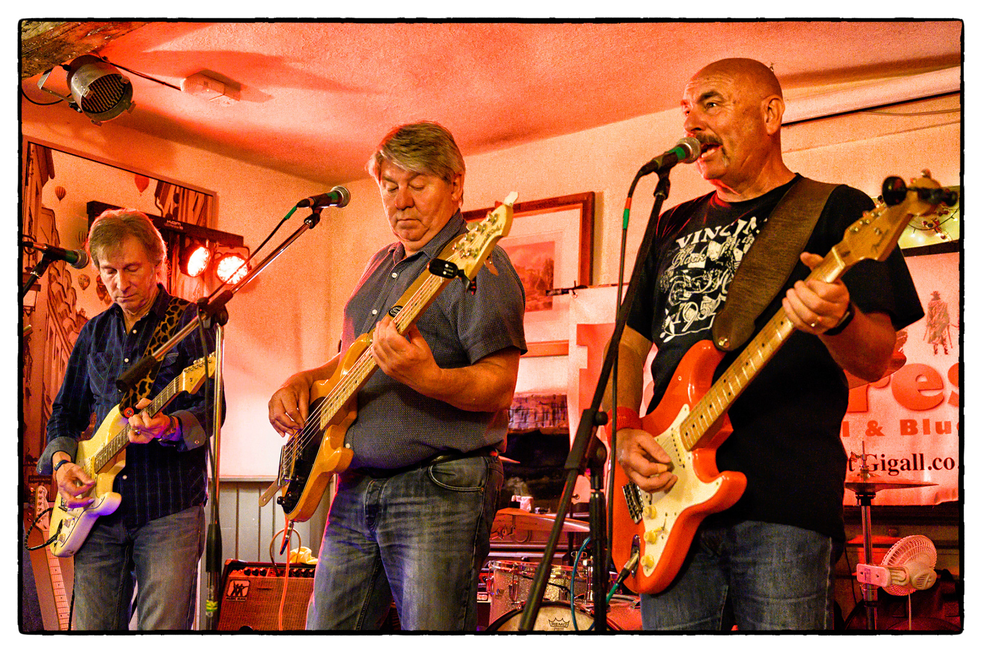 Rock, Rhythm and Blues band Tres Hombres perform at The Three Tuns public house, Chepstow, 8/6/19.