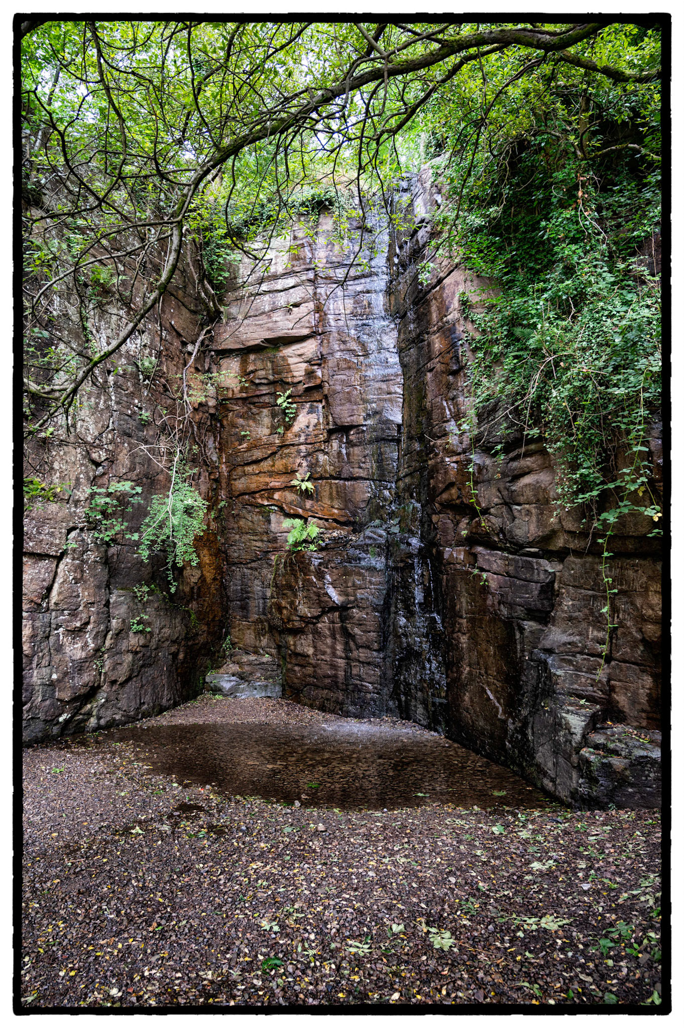 The waterfall at Parc Cwm Darran, Deri, South Wales.