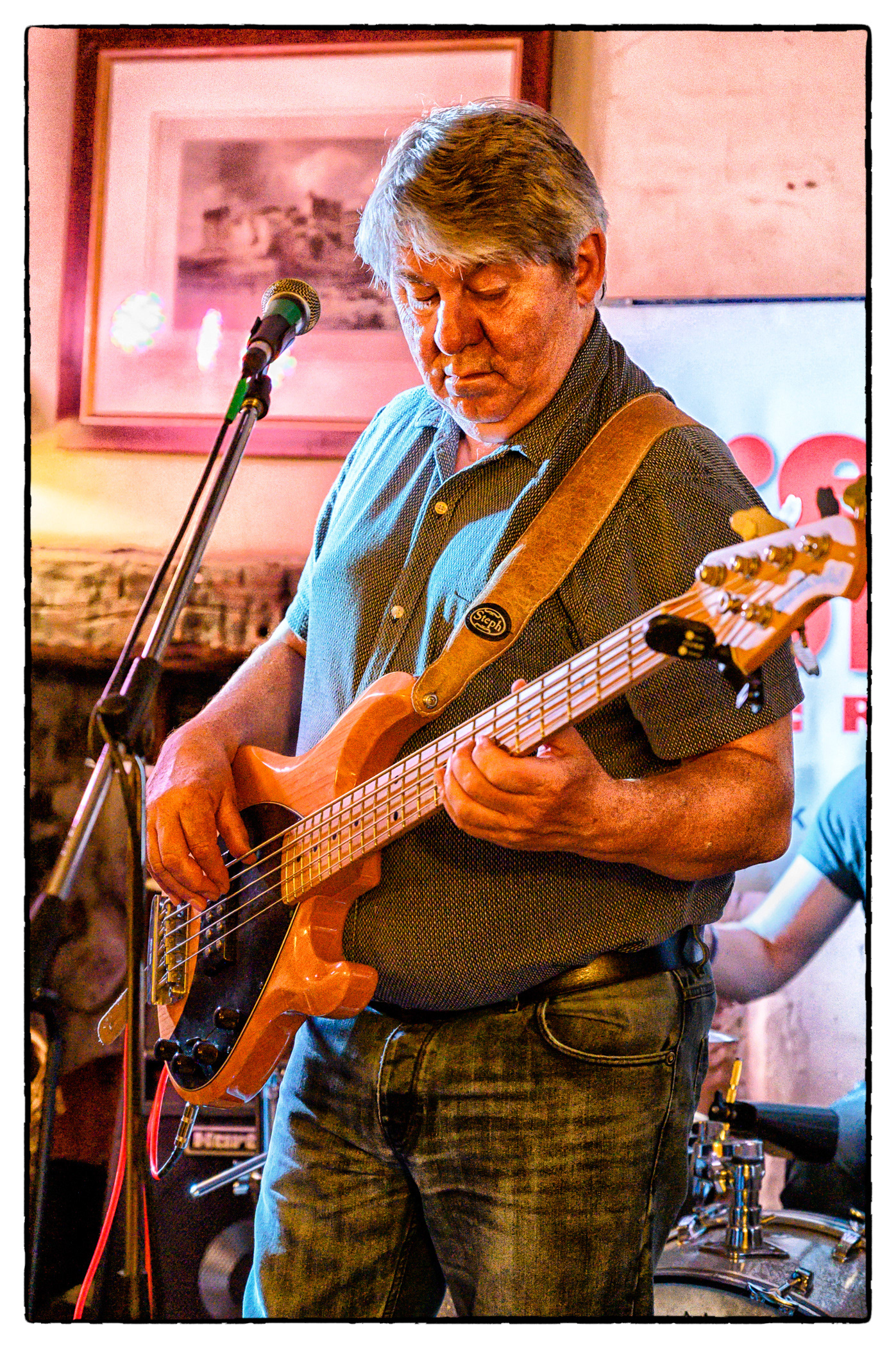 Rock, Rhythm and Blues band Tres Hombres perform at The Three Tuns public house, Chepstow, 8/6/19.