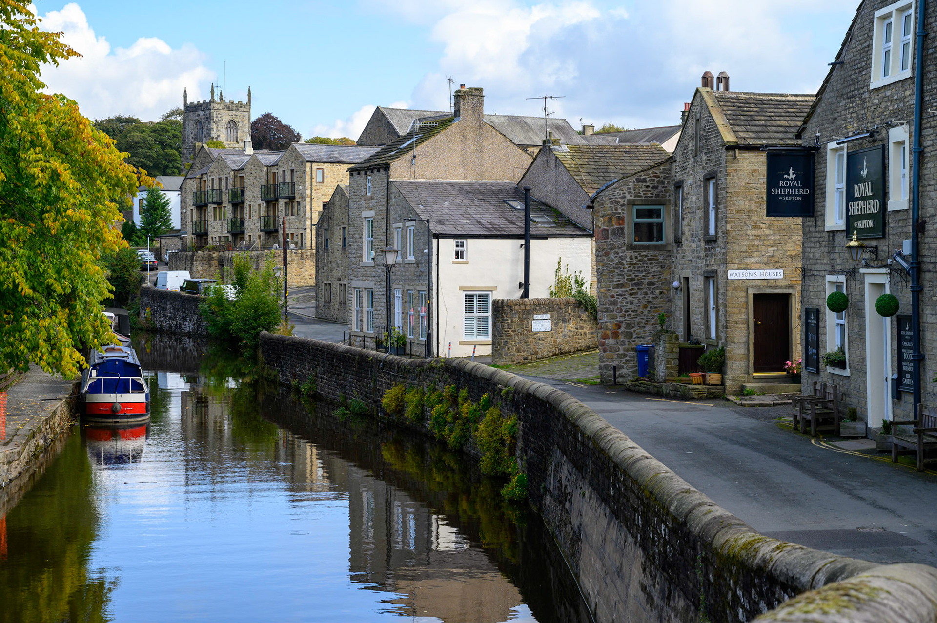 The Liverpool to Leeds Canal at Skipton, North Yorkshire.