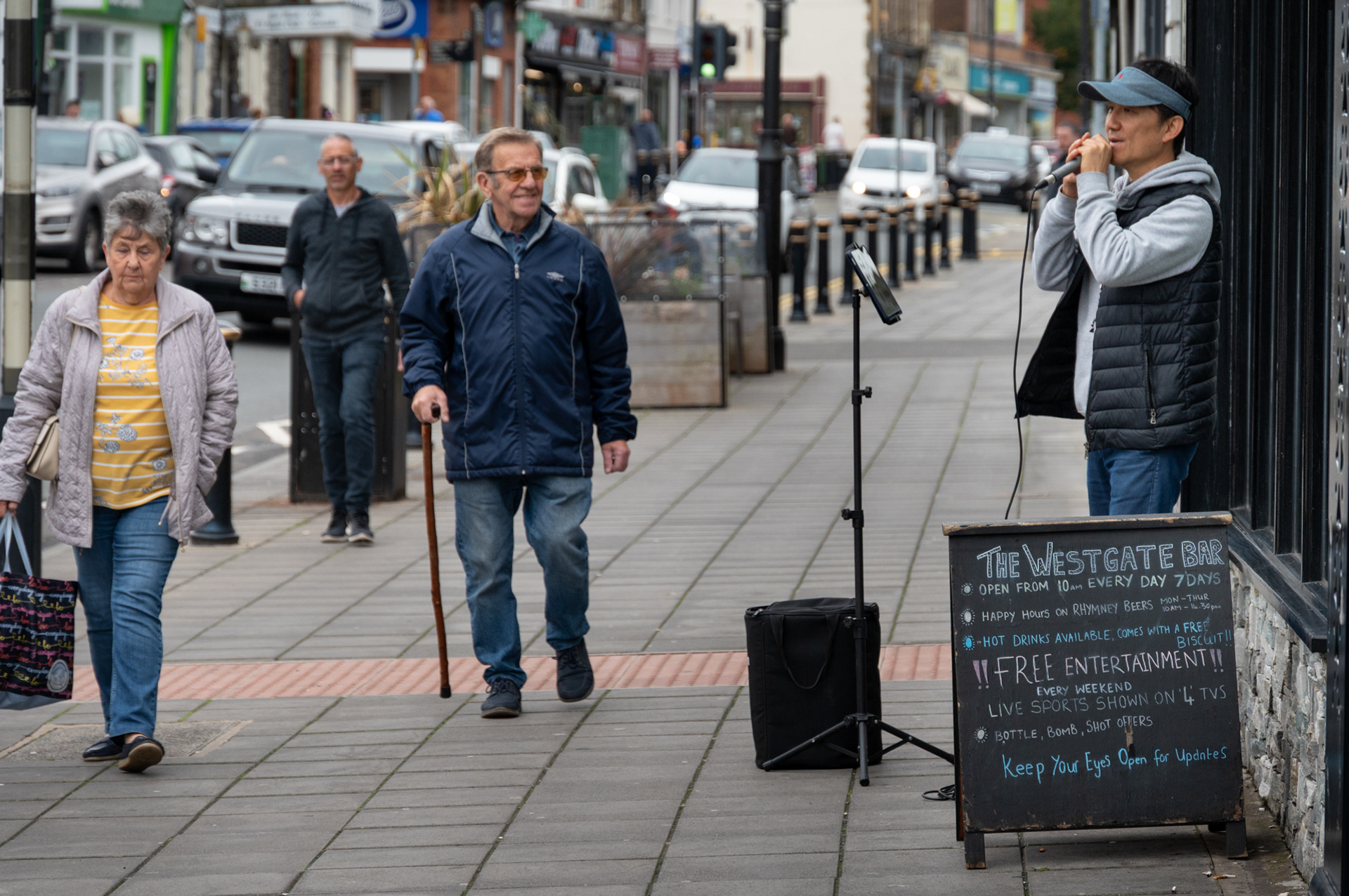 Street busker Martin Choi from Newport performs on Blackwood High Street most Friday mornings. He can also be found singing  in Abergavenny, Monmouth and other Gwent towns.