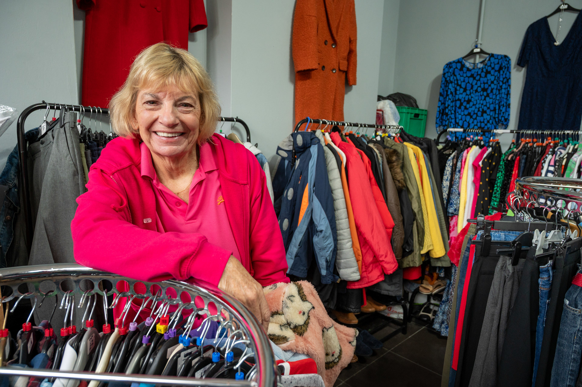 Janet Johnston, mother of Hayley Thomas founder of HCT, The Helping Caring Team, charity which helps the homeless and vulnerable of Gwent from their Hub and shop on Bridge Street, Blackwood. Janet runs the charities shop f four days a week. The charity was set up seven years ago by Oakdale born Hayley, whose dad Ian Johnston was Gwent’s first Police and Crime Commissioner, has been at its current location for four years. As well as operating a food bank and meals kitchen from its hub they also run the charity shop just up the street which helps fund the operation.