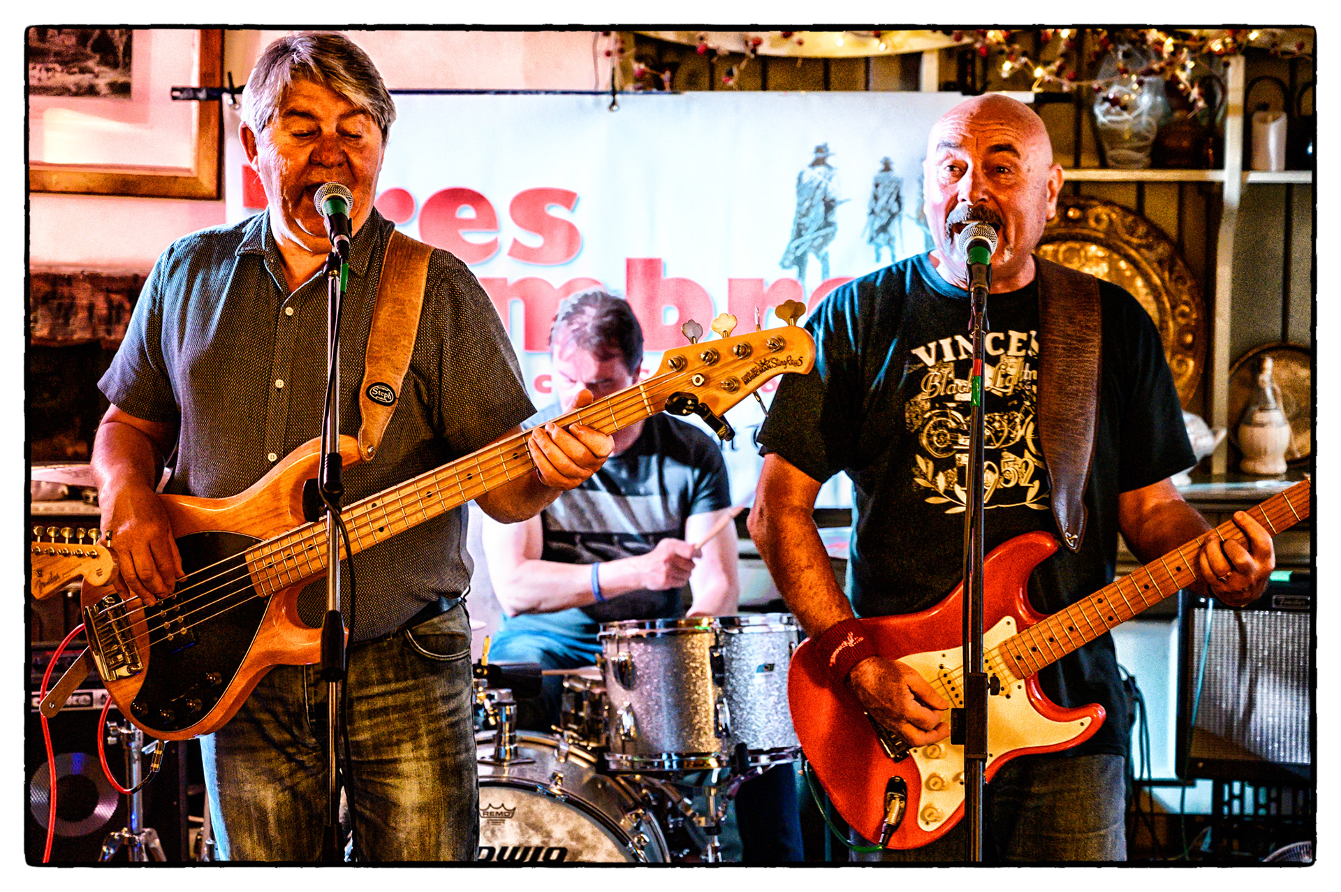Rock, Rhythm and Blues band Tres Hombres perform at The Three Tuns public house, Chepstow, 8/6/19.
