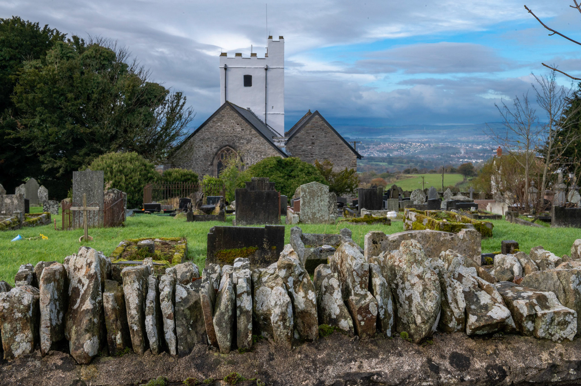 St Tudors Church on top of Mynyddislwyn mountain, South Wales, UK.
