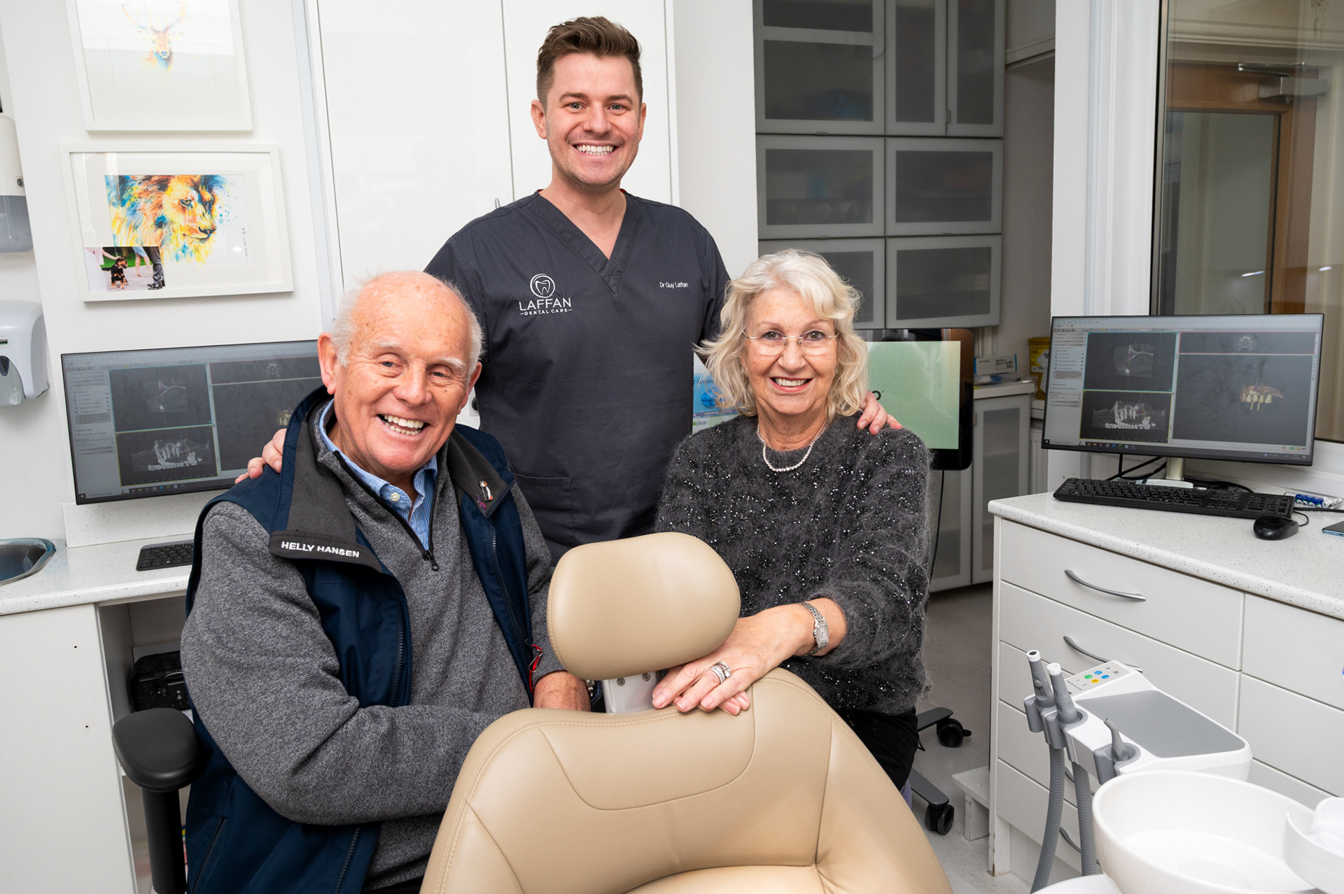 The family team of Martyn and Carol Laffan and their son Guy from Laffan Dental Care on Blackwood High Street.  Newbridge born Martyn trained at Cardiff School of Dentistry where he met his wife Carol, also a dental student. After qualifying in 1977, he served with the Royal Navy and The Royal Marines before working as a dentist in the South West of England.  In 1986 the family returned to South Wales where they purchased a dental practice owned by Dr Graham Pridding on Blackwood High Street. The practice, established in 1913 by the Lewis brothers, is now one of the oldest dental practices in Wales.  In 2018 Bryntirion Dental Practice in Pontllanfraith was acquired.  The practice offers state-of-the-art dentistry with the most up-to-date treatments and has won numerous awards, including “Practice of the Year” in 2020 when Guy, who was raised in Blackwood, was also voted “Young Dentist of the Year”.