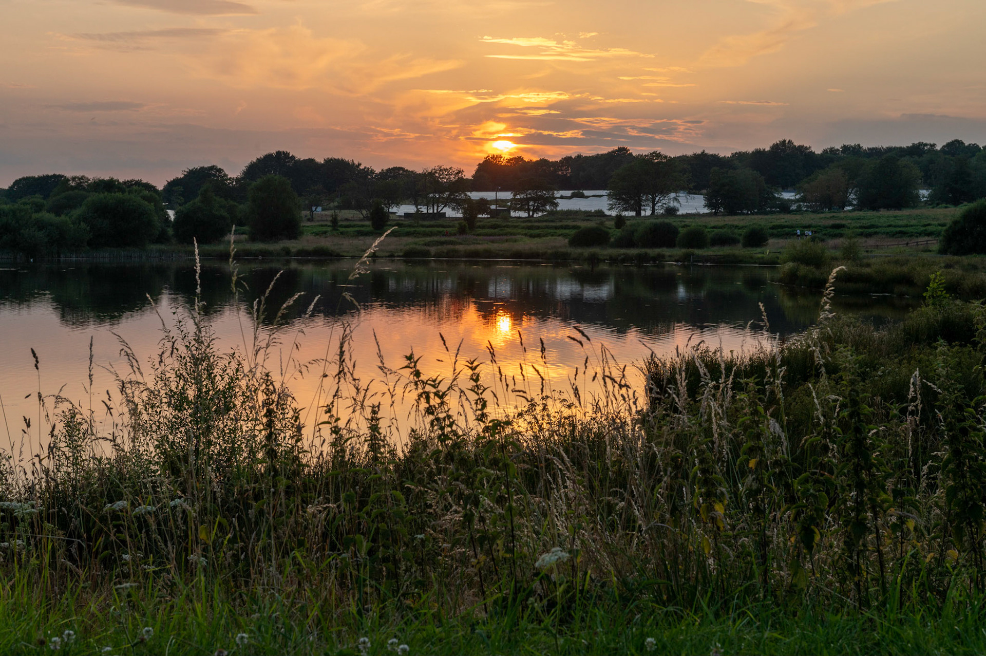 Sunset at Penyfan Pond near Blackwood, South Wales.