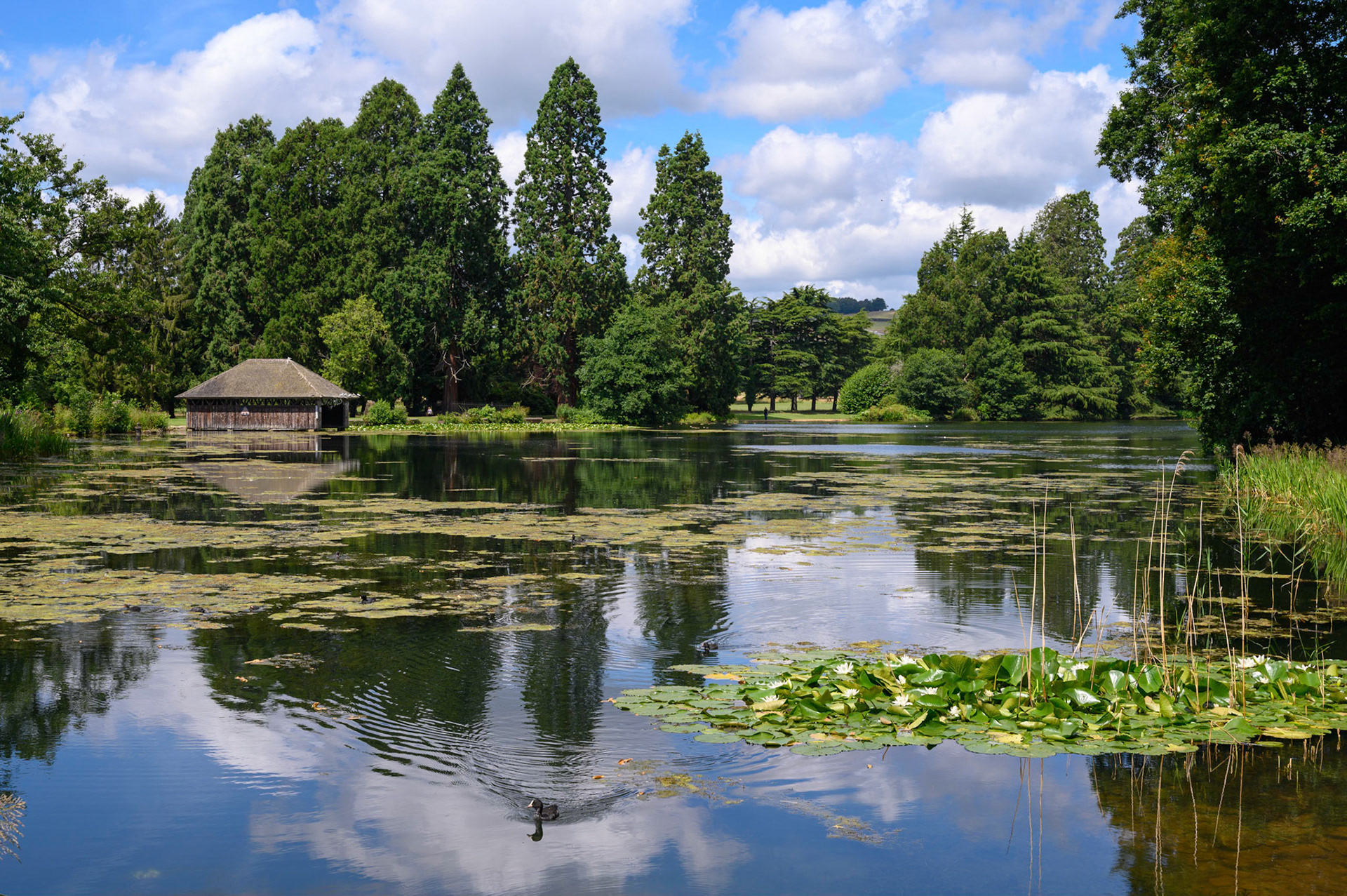 The lake at Tredegar House, Newport, Monmouthshire.