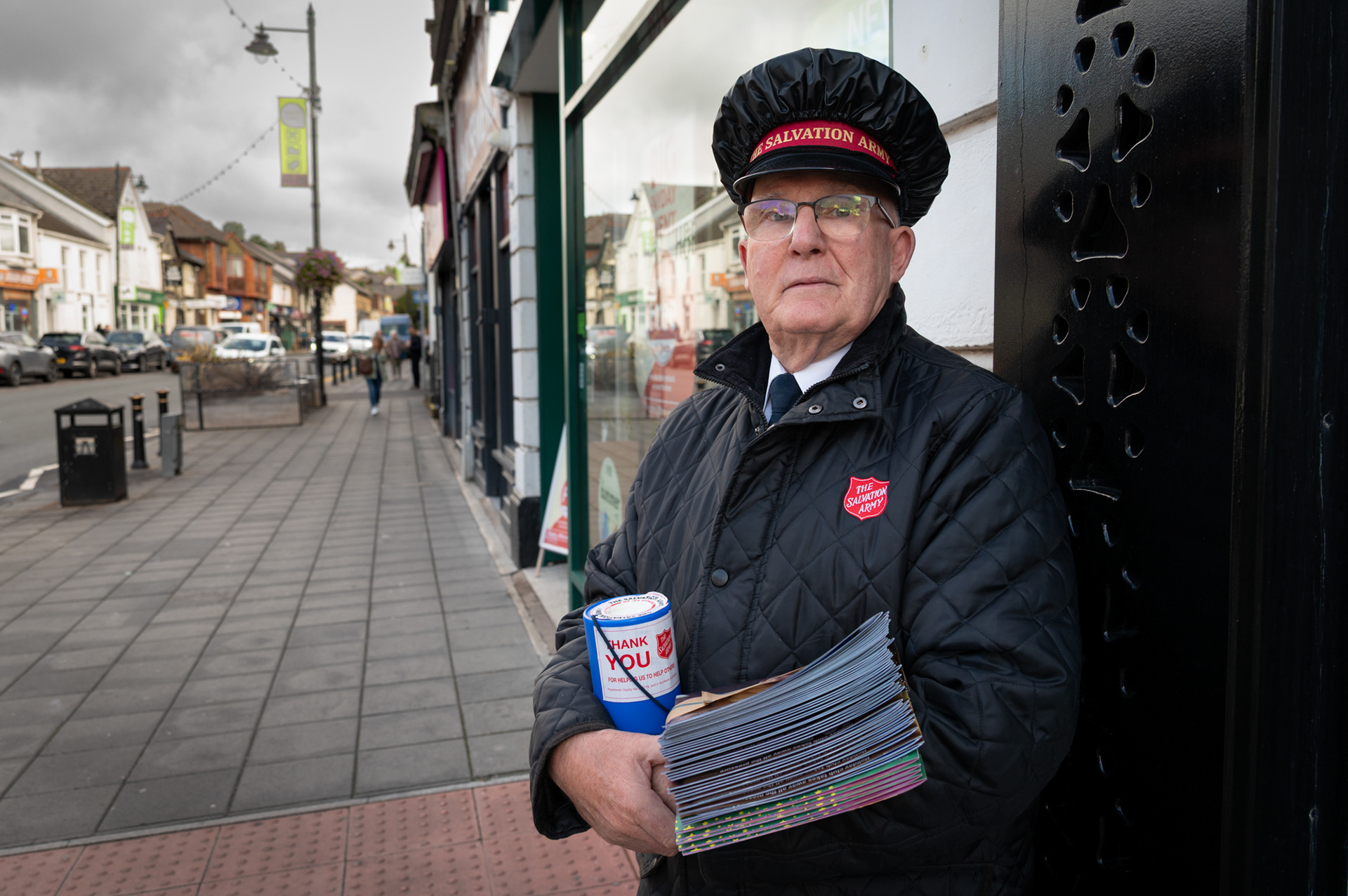 Rodney Screen a Salvation Army stalwart since his youth and a member of Bargoed Salvation Army Corp is a regular Friday fixture on Blackwood High Street where he can be seen raising funds by selling the Warcry magazine.