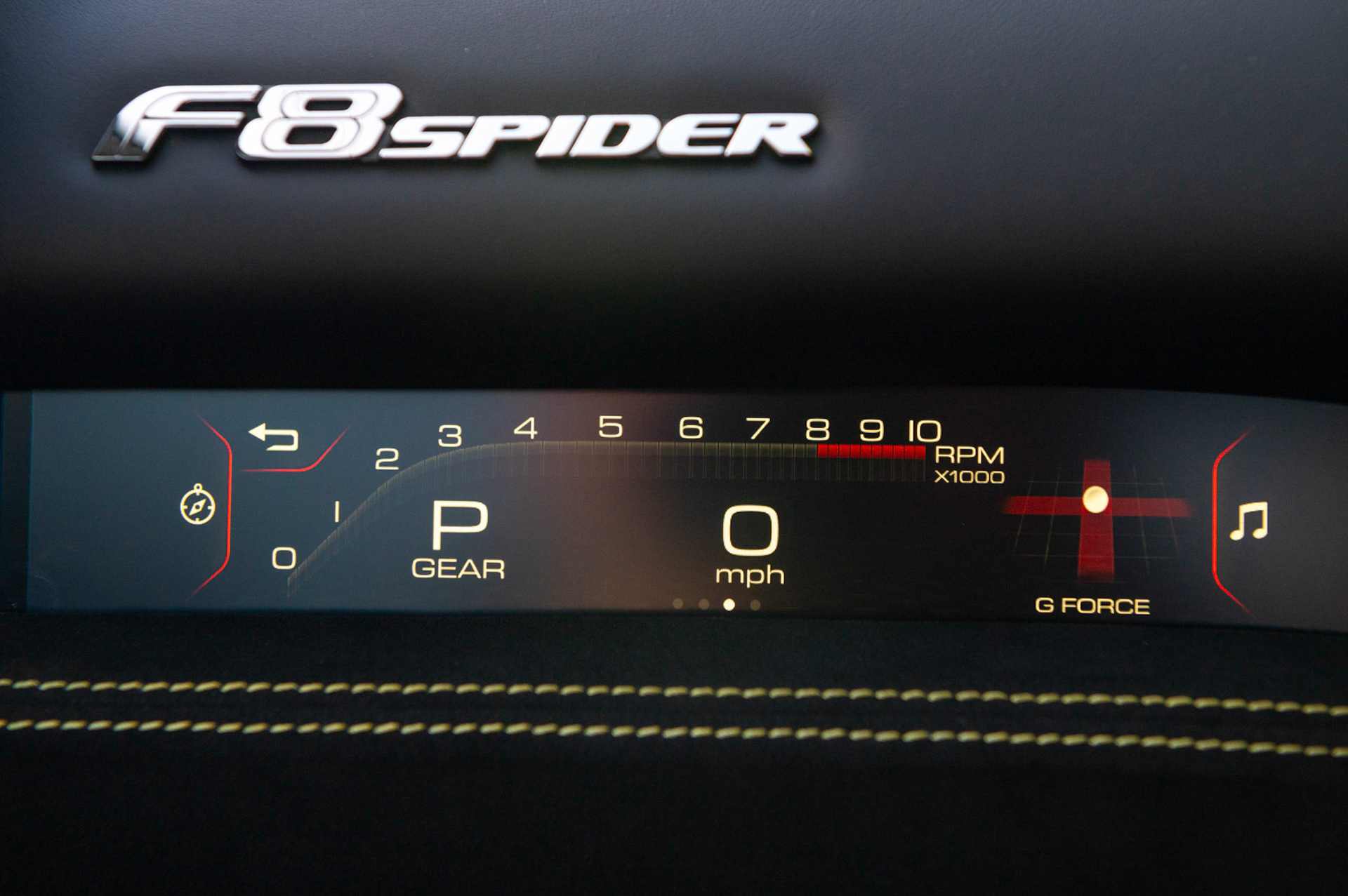 Yellow Ferrari F8 Spider photographed on the Gwent Levels, Castleton, South Wales, UK.