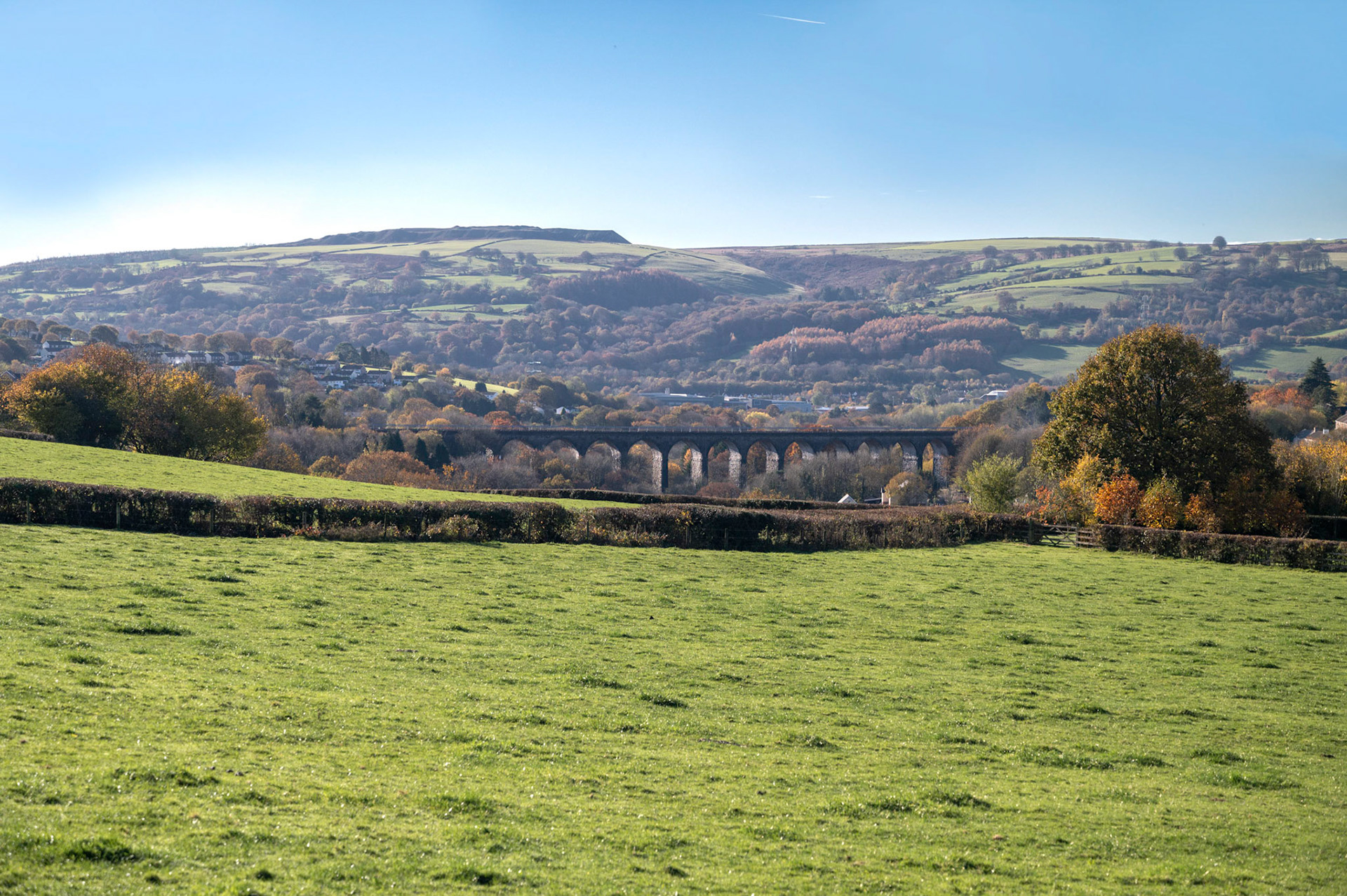 Hengoed Viaduct in the Autumn sunshine.