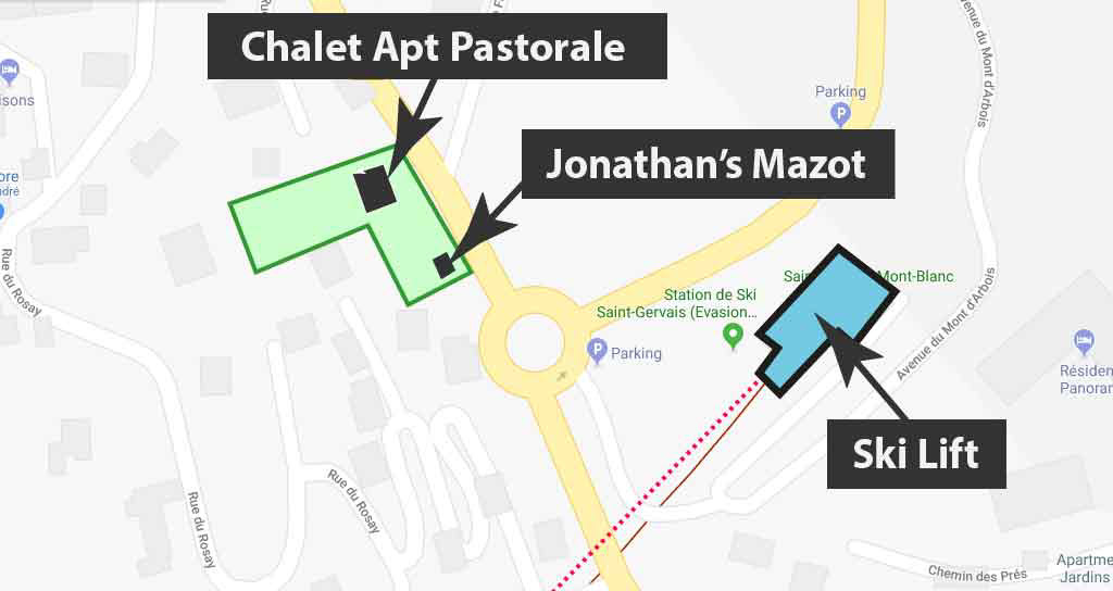 Location overlaid on Google map / Emplacement superposé sur Google map