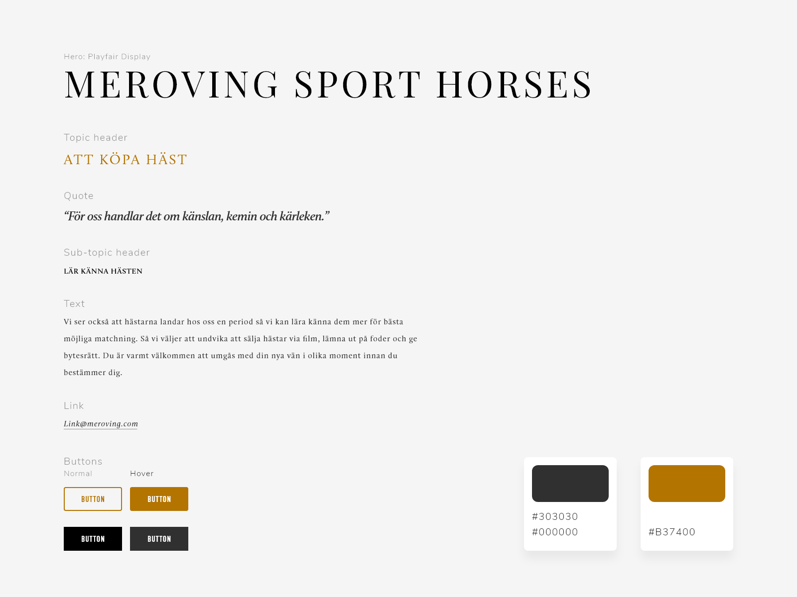Meroving Sport Horses typography and colors