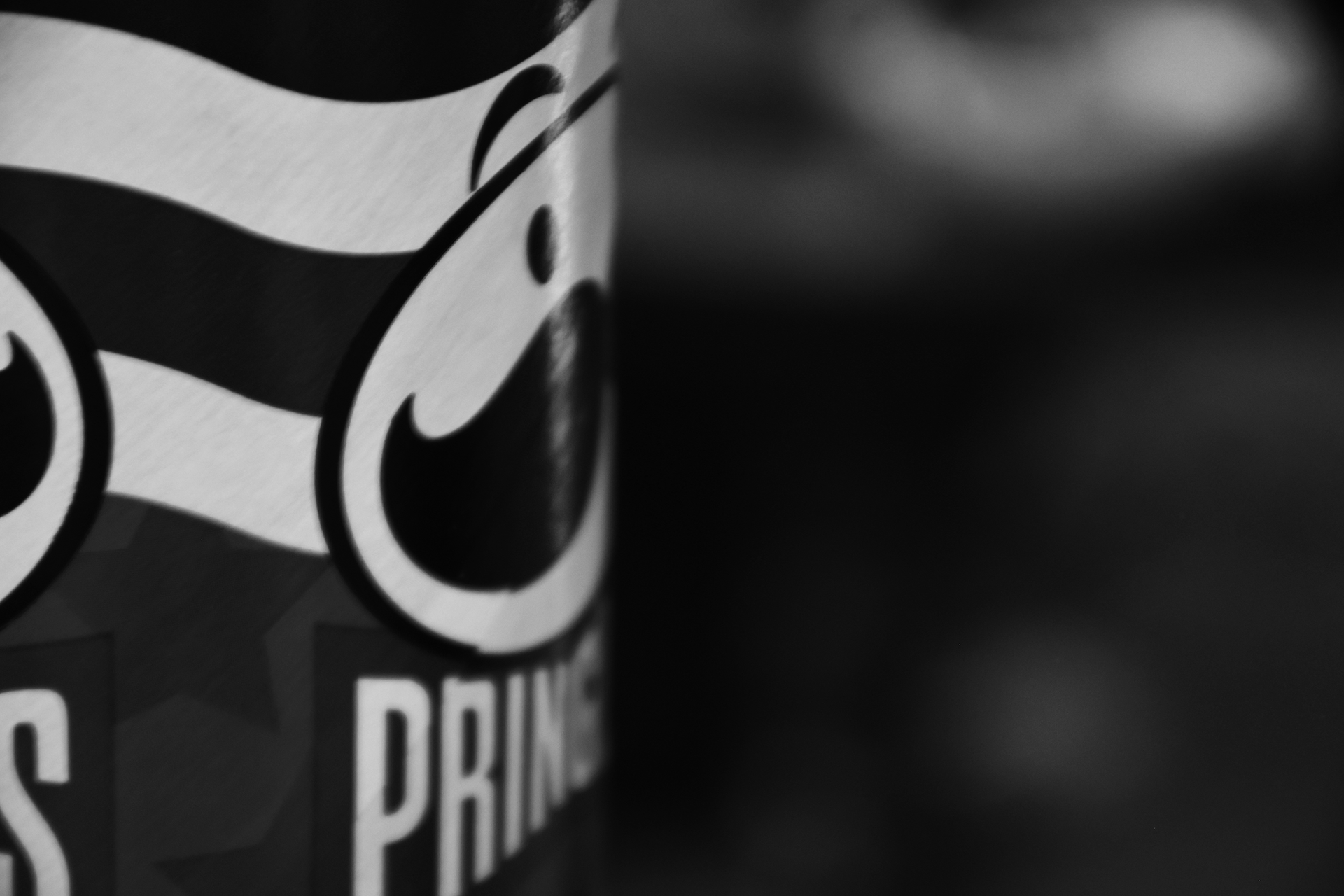 A black and white close up of a Pringles Can