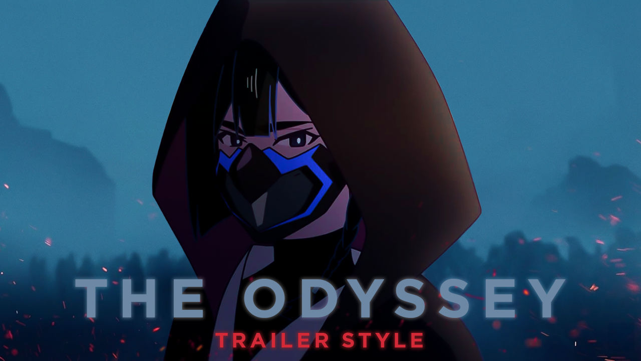 This thumbnail is for a trailer edit video that combines The Village Bride with The Odyssey music. The goal being to create a thumbnail that matches the official thumbnail for The Odyssey.