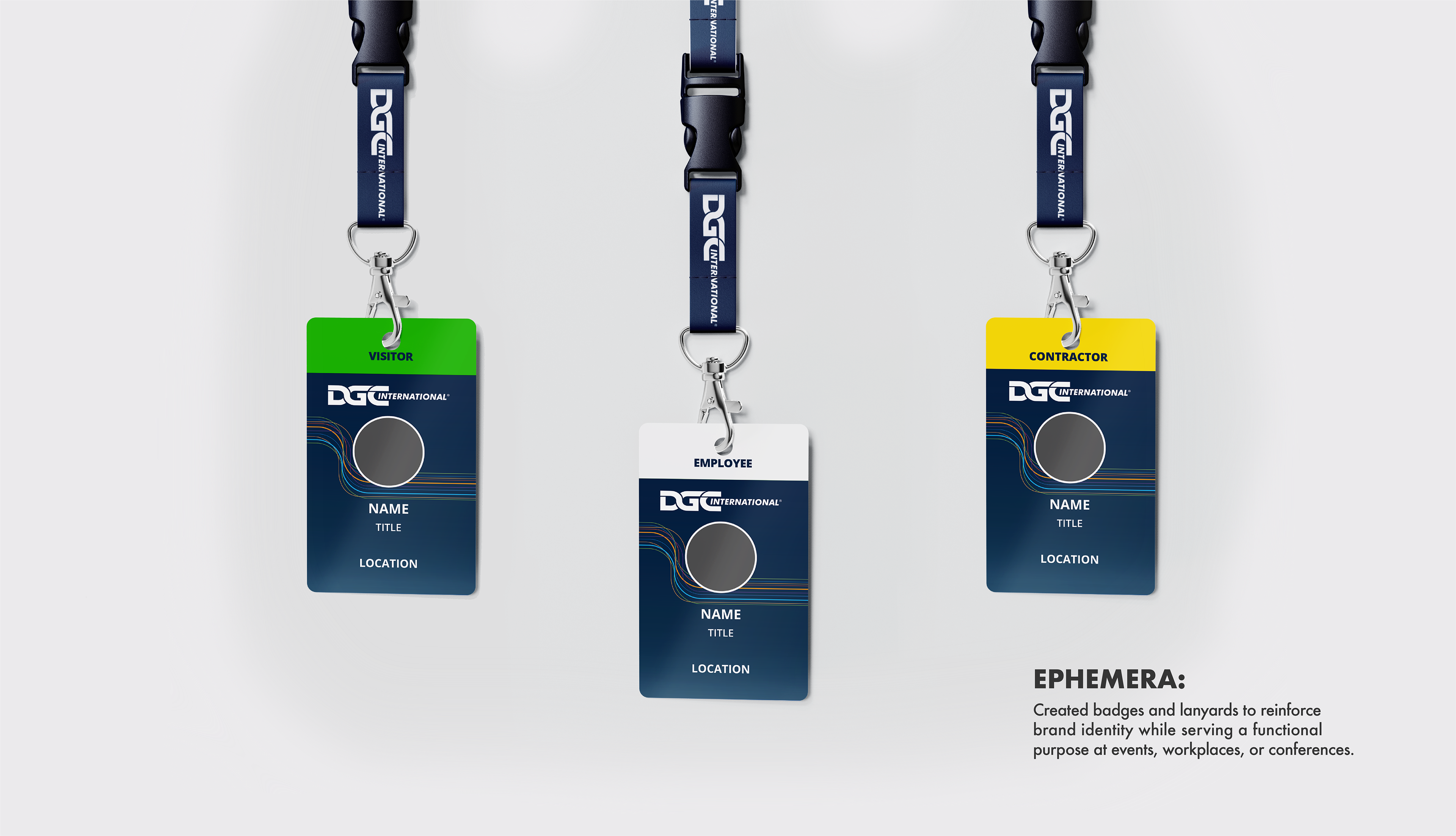 Ephemera. Created badges and lanyards to reinforce brand identity while serving a functional purpose at events, workplaces, or conferences.