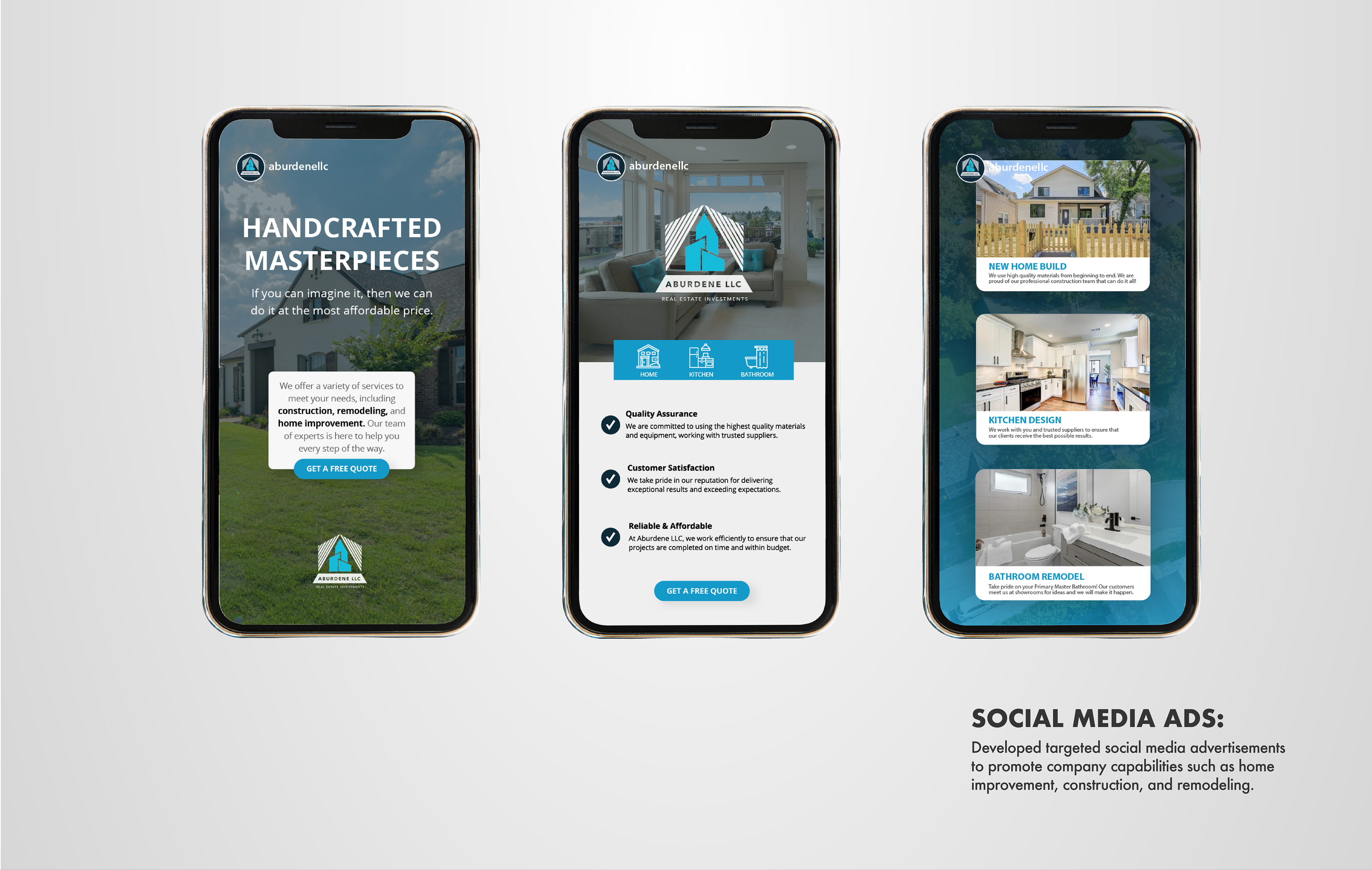 Social media ads. Developed targeted social media advertisements to promote company capabilities such as home-improvement, construction, and remodeling.