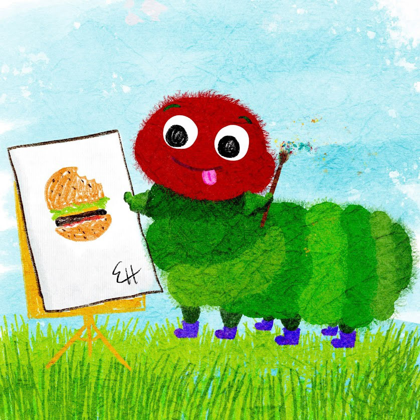 Digital mixed media caterpillar