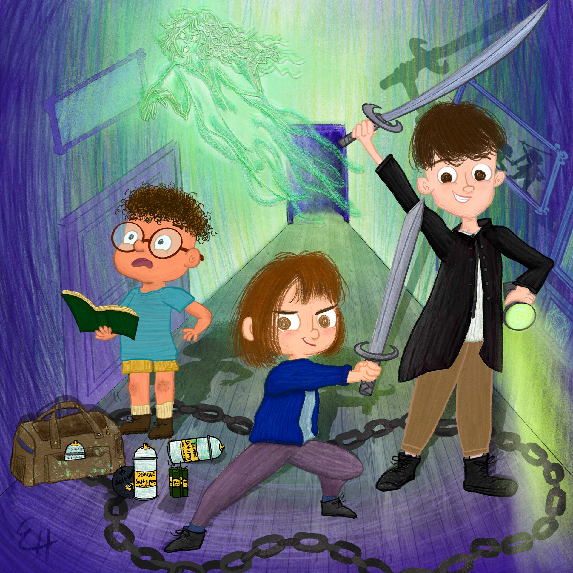 Spooky Middle Grade fan art Lockwood and Co kids