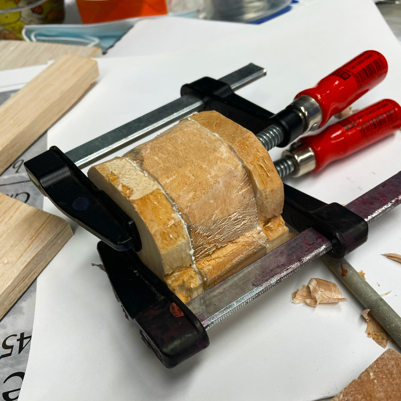 Laminated balsa wood for the head