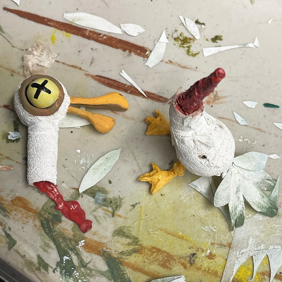 Gull head and body pieces