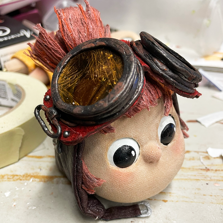 Finished hair, hat and goggles