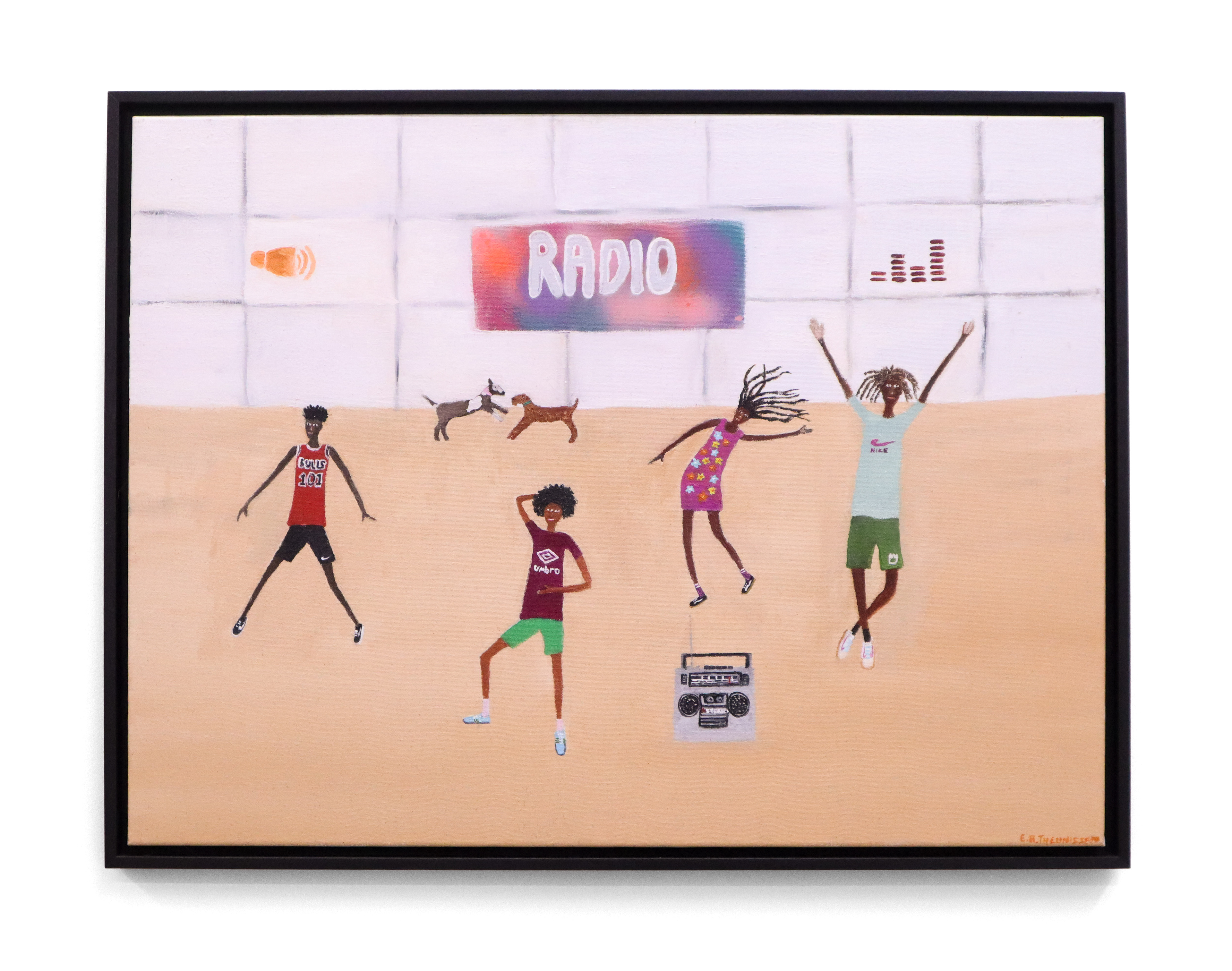 Radio (2024) Errol Theunissen, 80x60cm, oil, oil stick and spray-paint on canvas