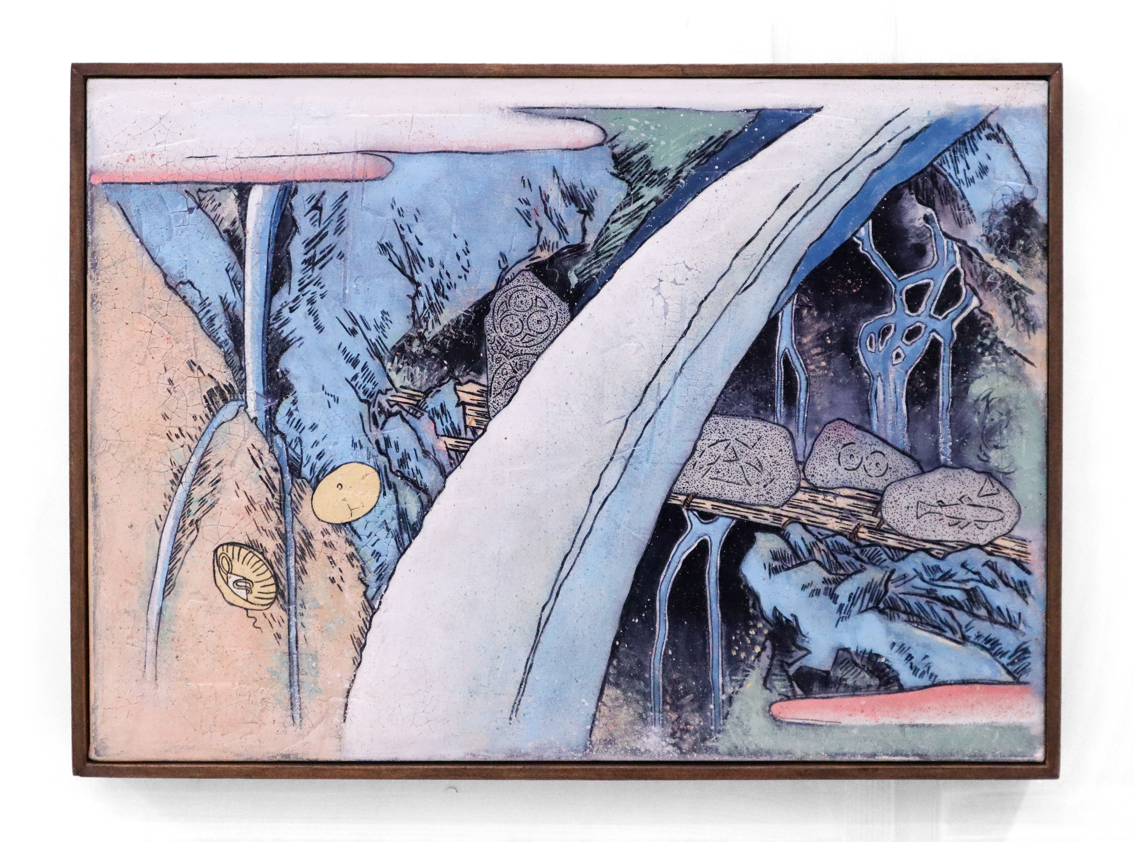 Beyond the Waterfall; A Beach (Sea-Stack Procession) (2023) Craig Coulthard, 44x32cm, acrylic on canvas