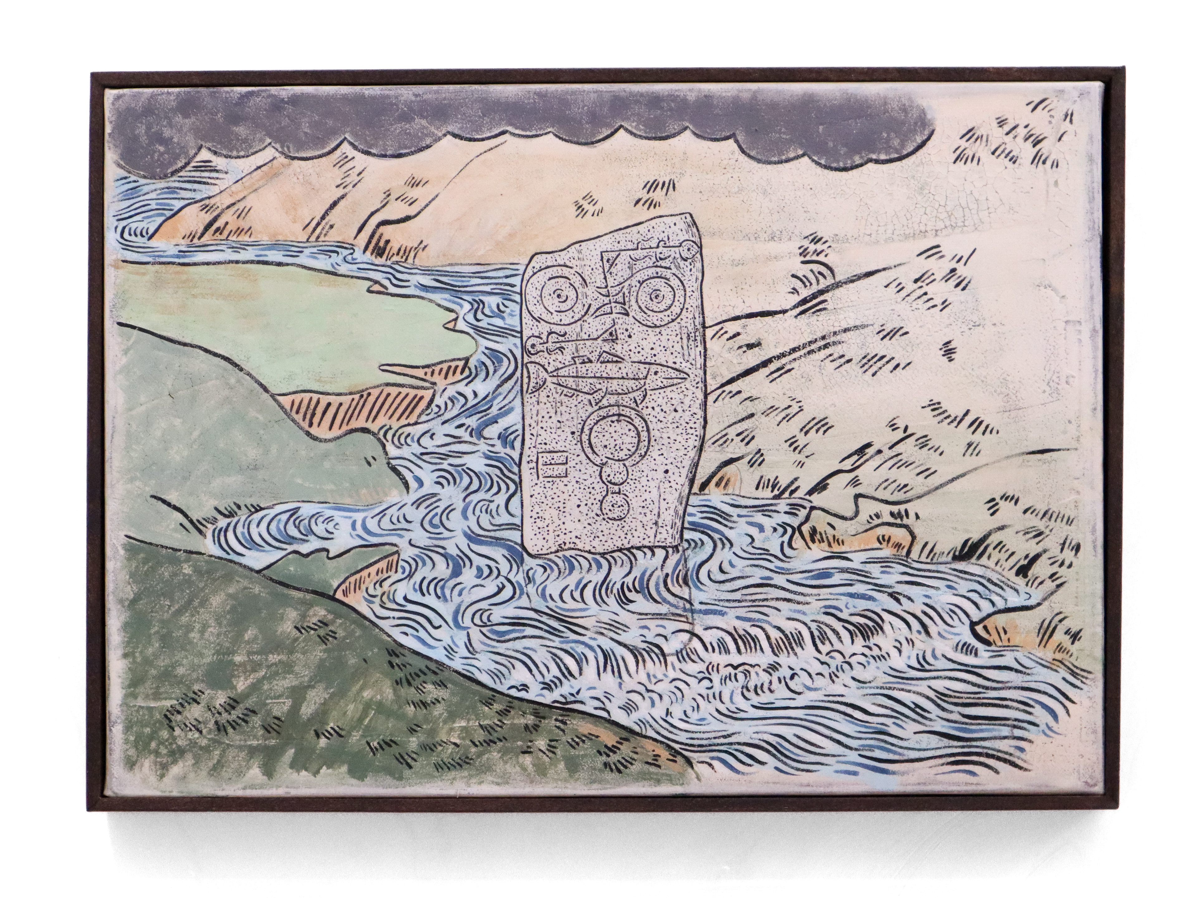 A Beauty in the Jewel River, Face Down in the Don (2021) Craig Coulthard, 44x32cm, acrylic on canvas