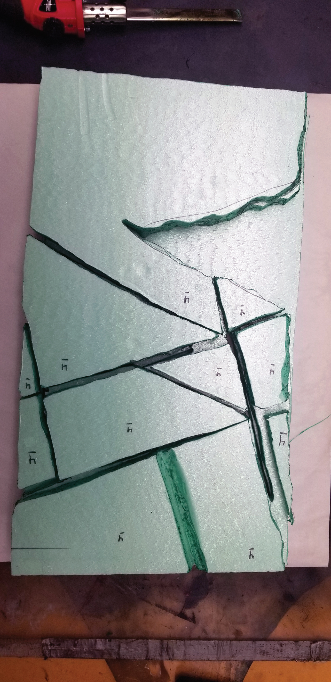 Overview of the first model, before gluing