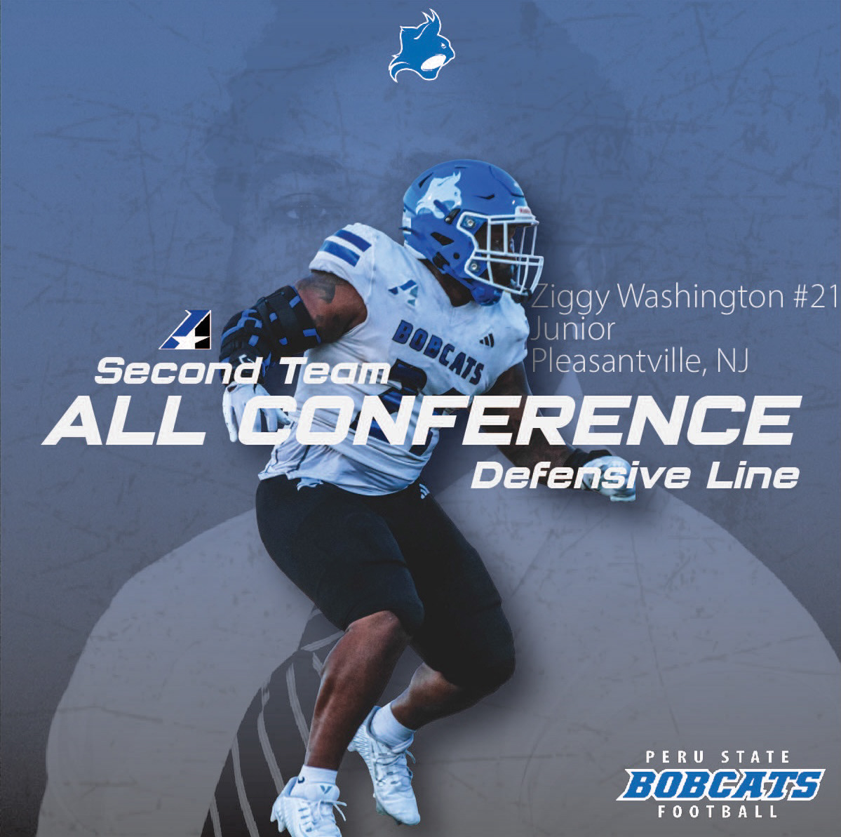 Football All-Conference award graphic posted to social media (1 of 11 made).