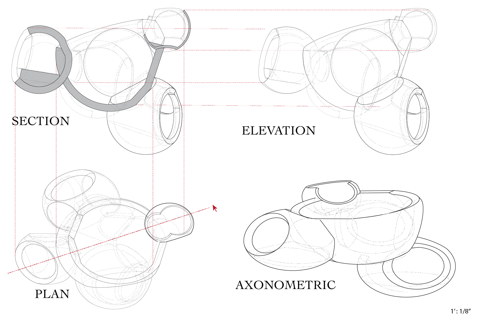 Orthographic views of model.