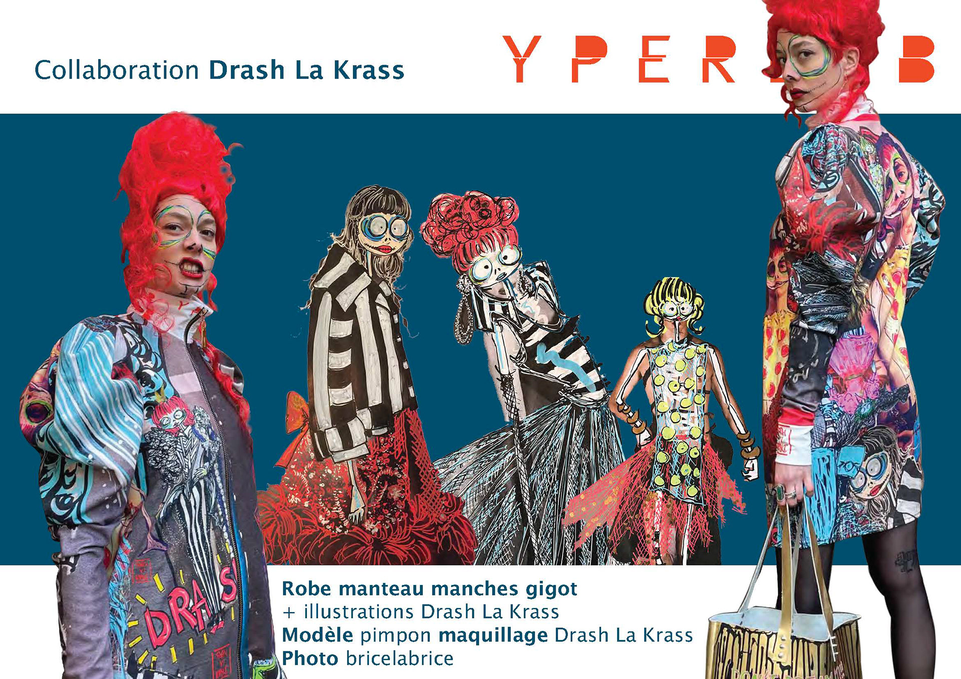 Pimpon porte la robe-veste imprimée des illustrations Drash La Krass
