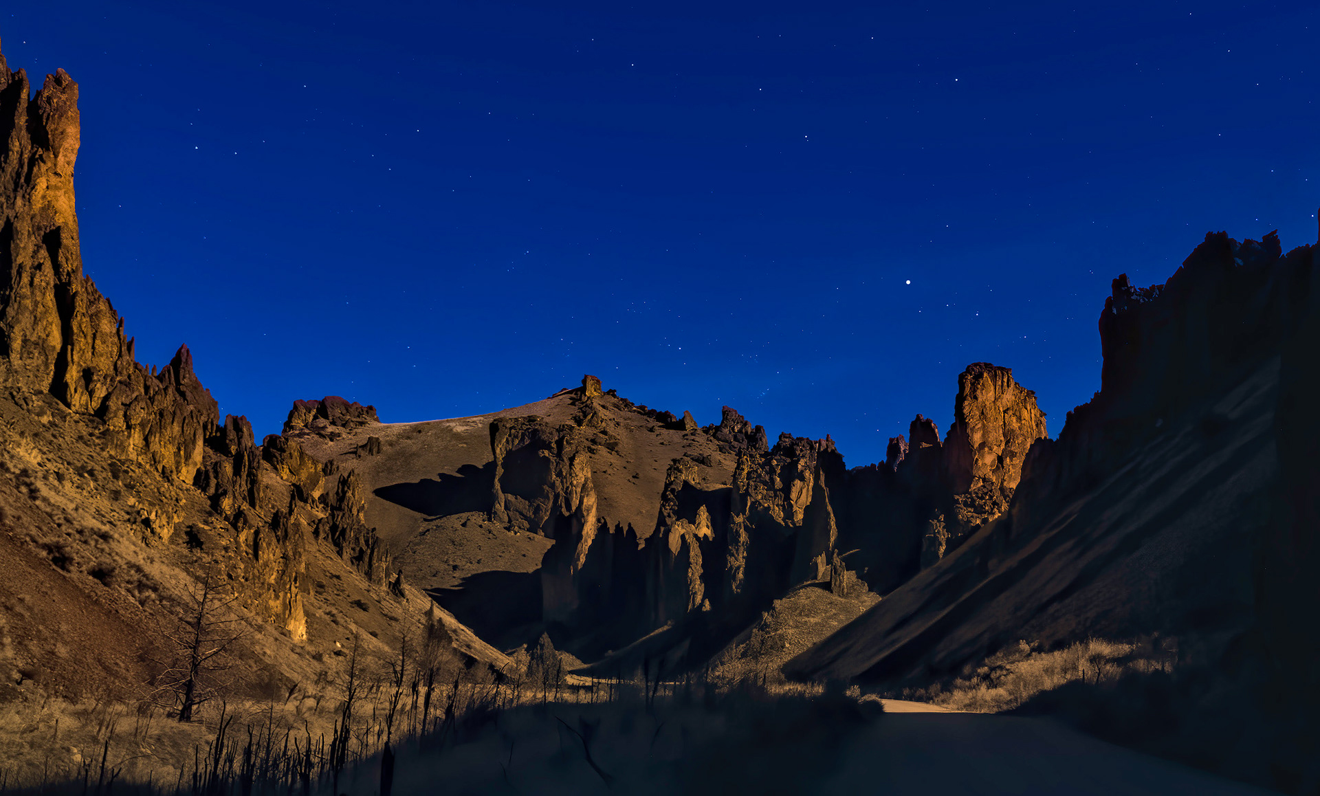leslie gulch by moonlight