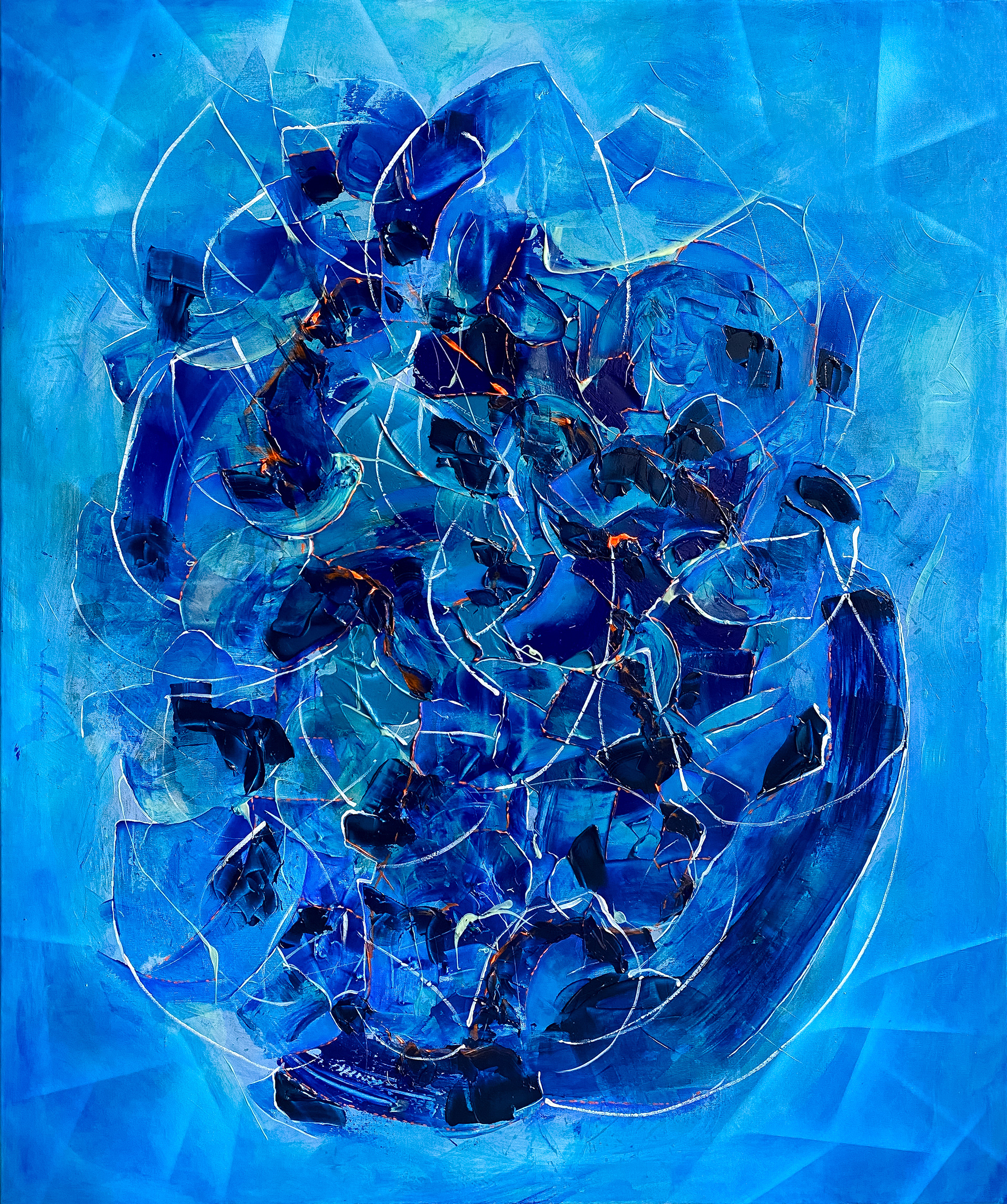 'In Motion' | acrylics and glow in the dark pigments on canvas | size 95x115 cm | year 2022 