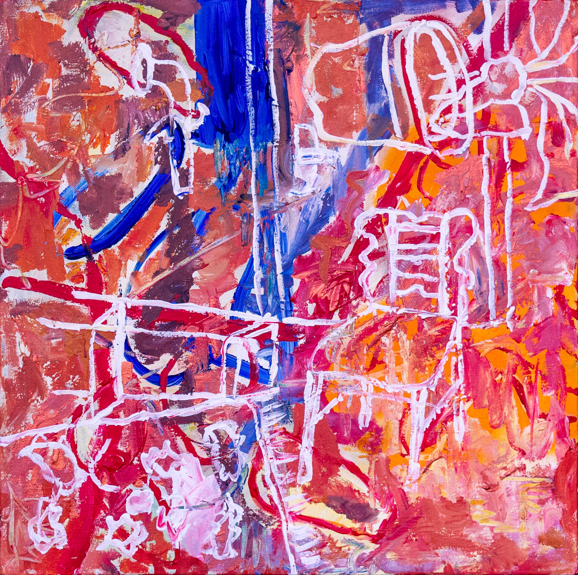 Living off landscape | Acrylic paint, gouache, metallic acrylics, spray paint & soft pastels | 65x65 cm | year 2021 