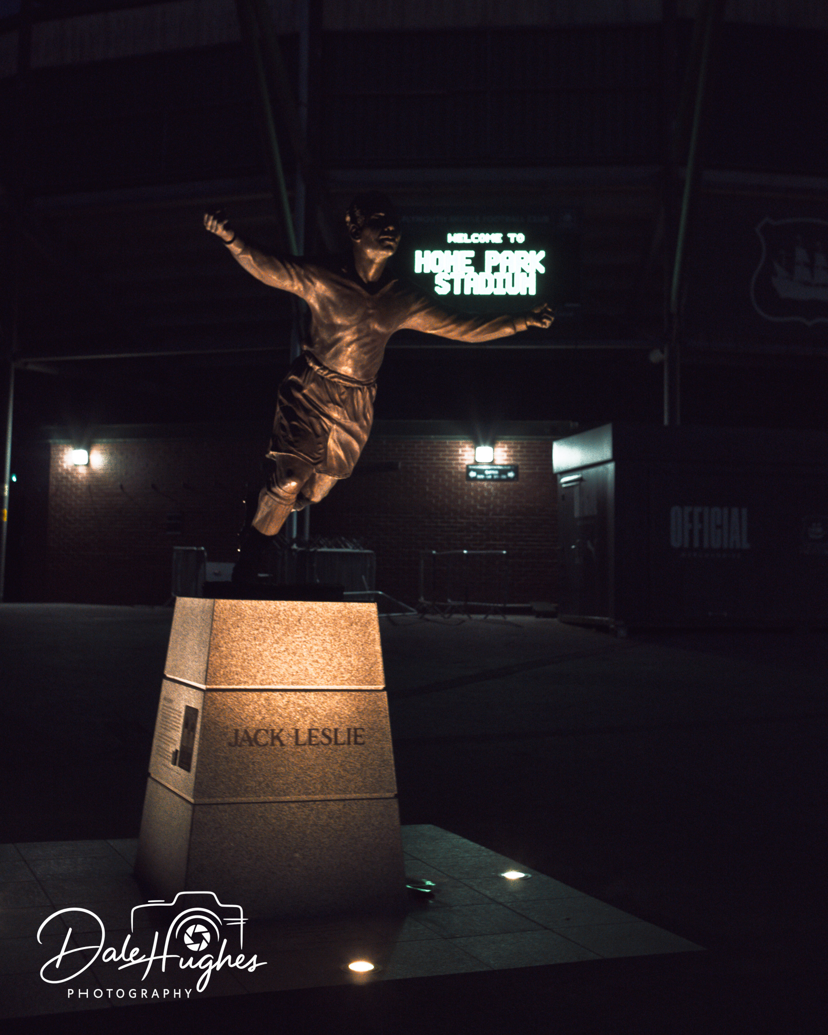 Jack Leslie statue outside of Plymouth Argyle