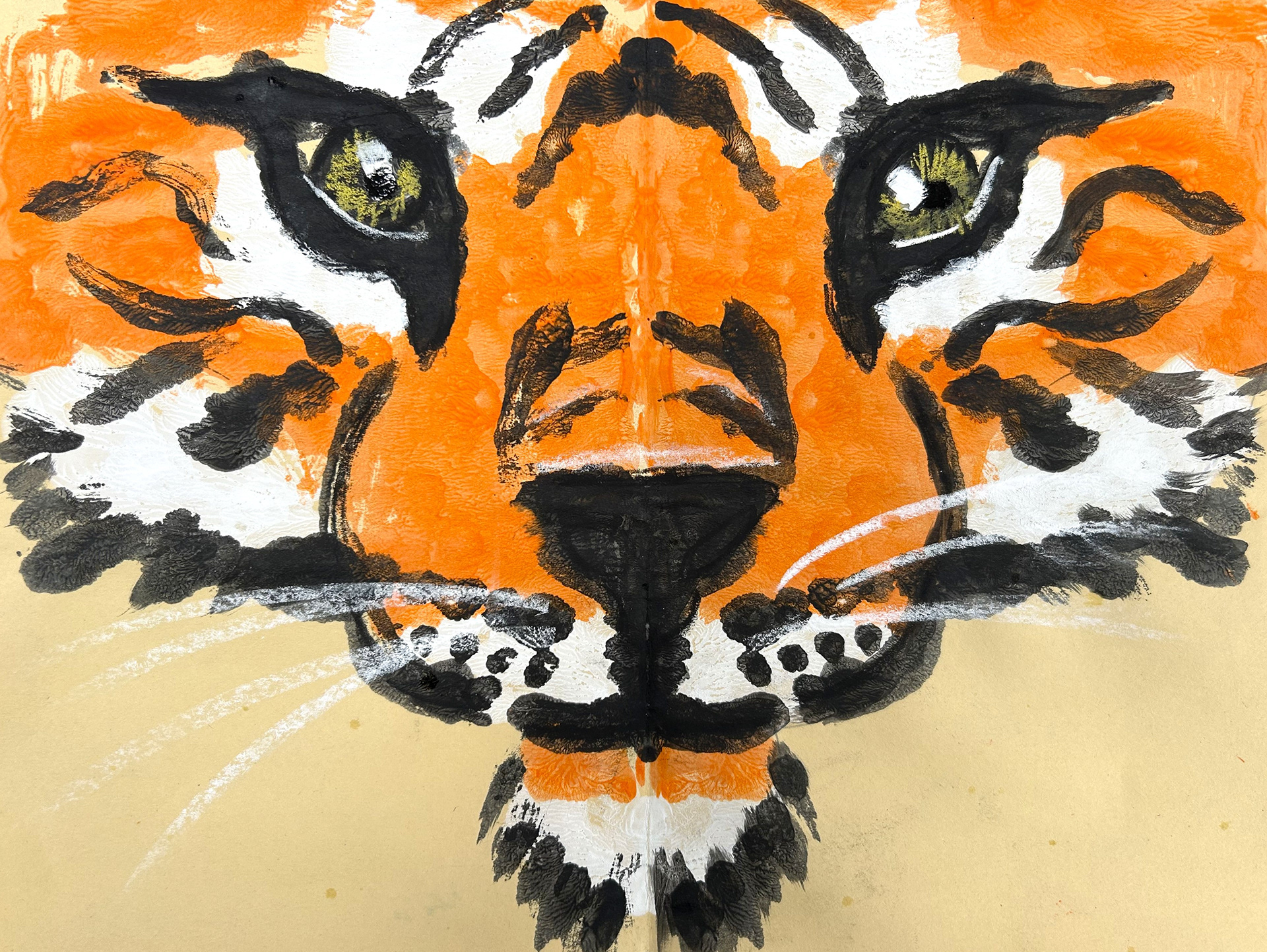 Final product: Mirror image painting with white pencil