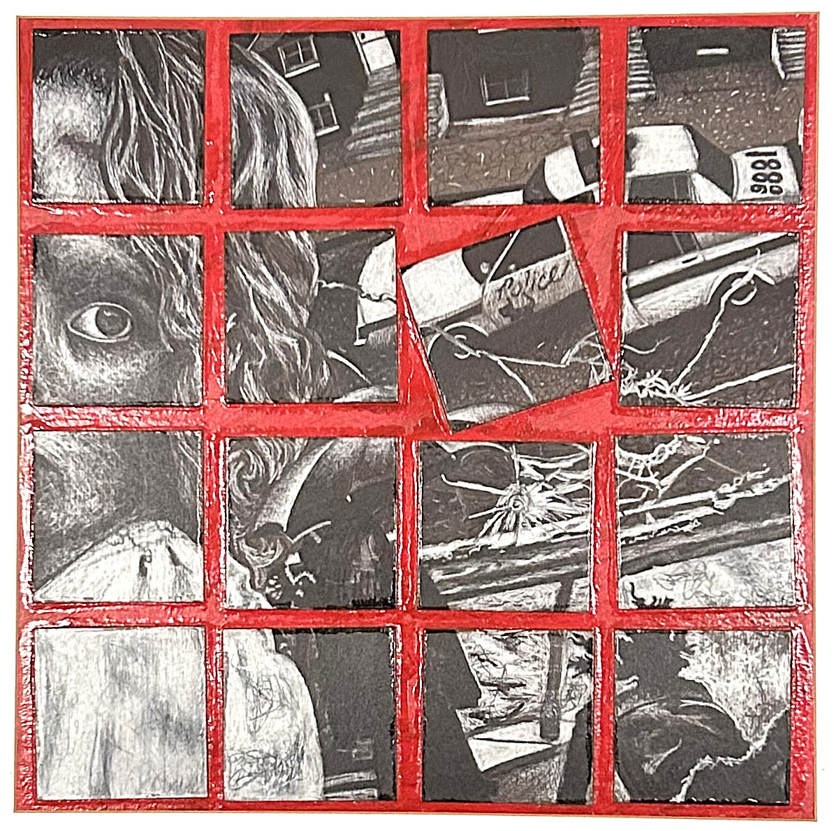 Shattered, Pen and ink, pencil, marker 14"x14"
