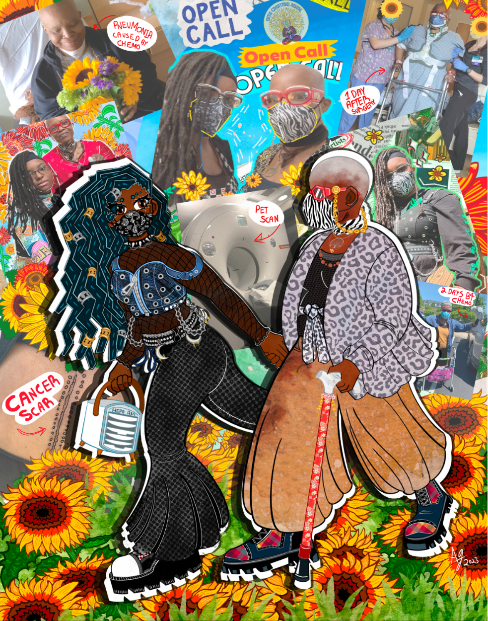 “Walking Through Cancer Together” Artwork of my Mom and I. Photo Collage & Digital Art