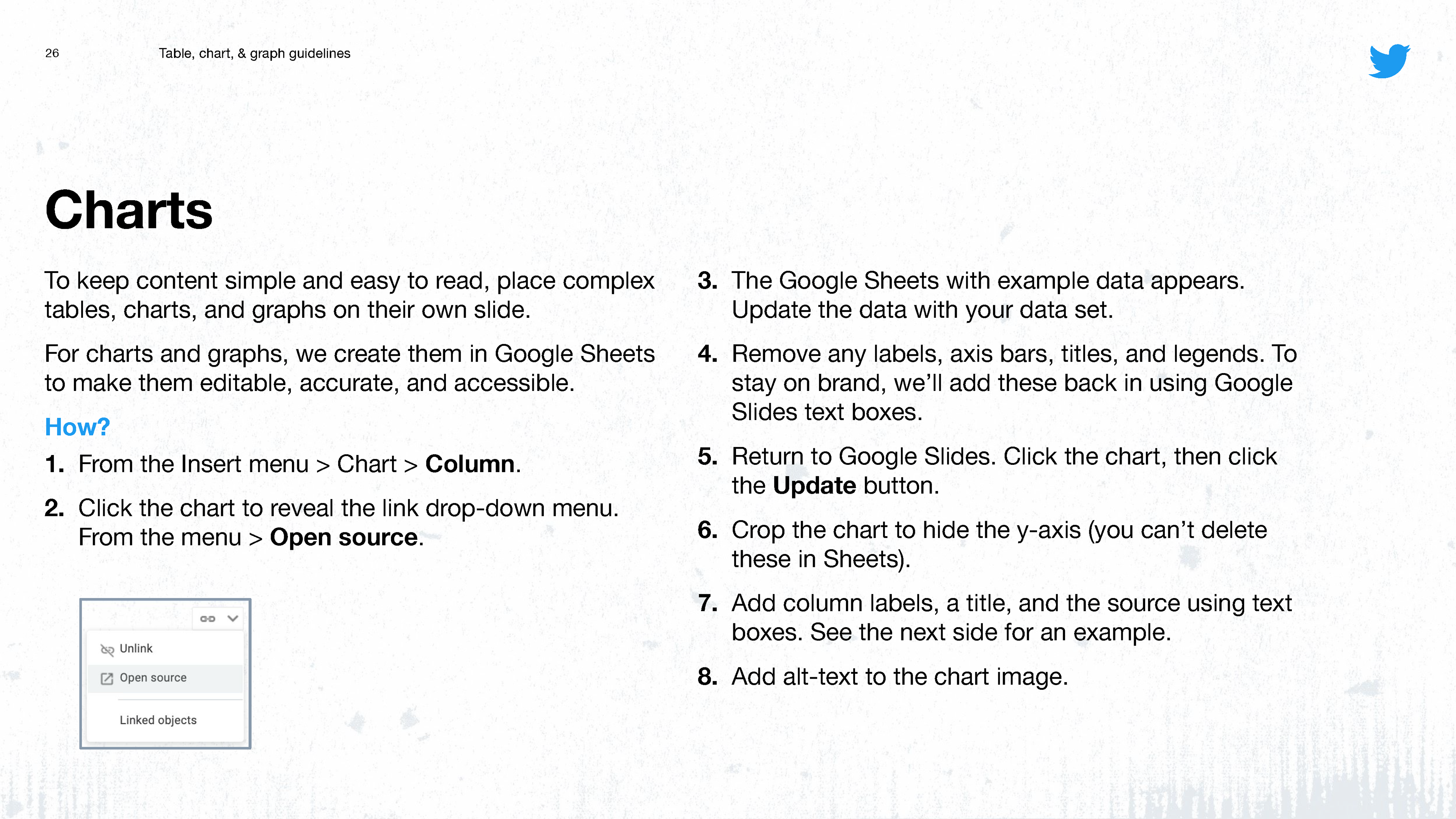 How to create accessible charts in Google Slides/Sheets.