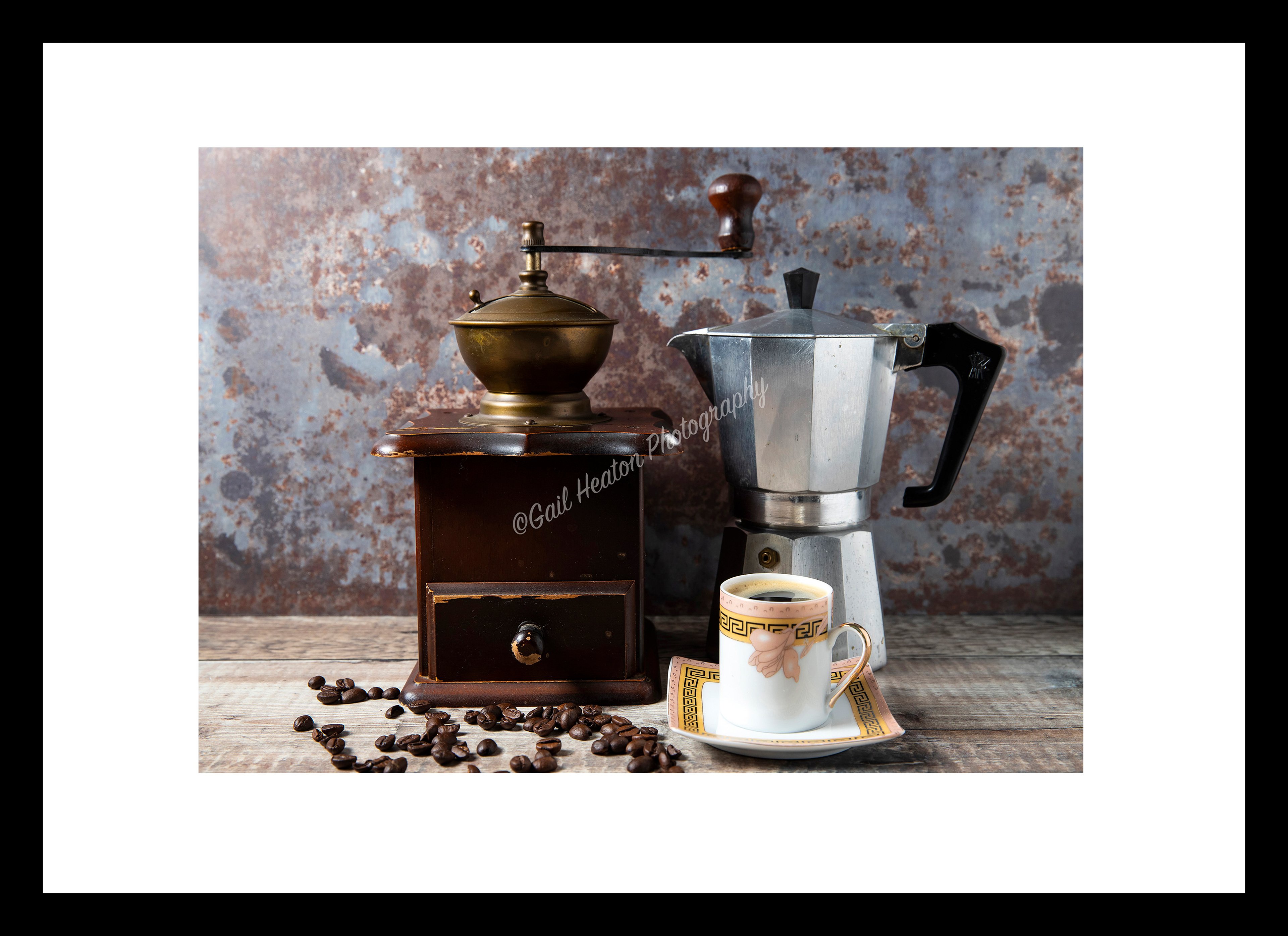 Coffee Grinder, Pot & Demi Tasse