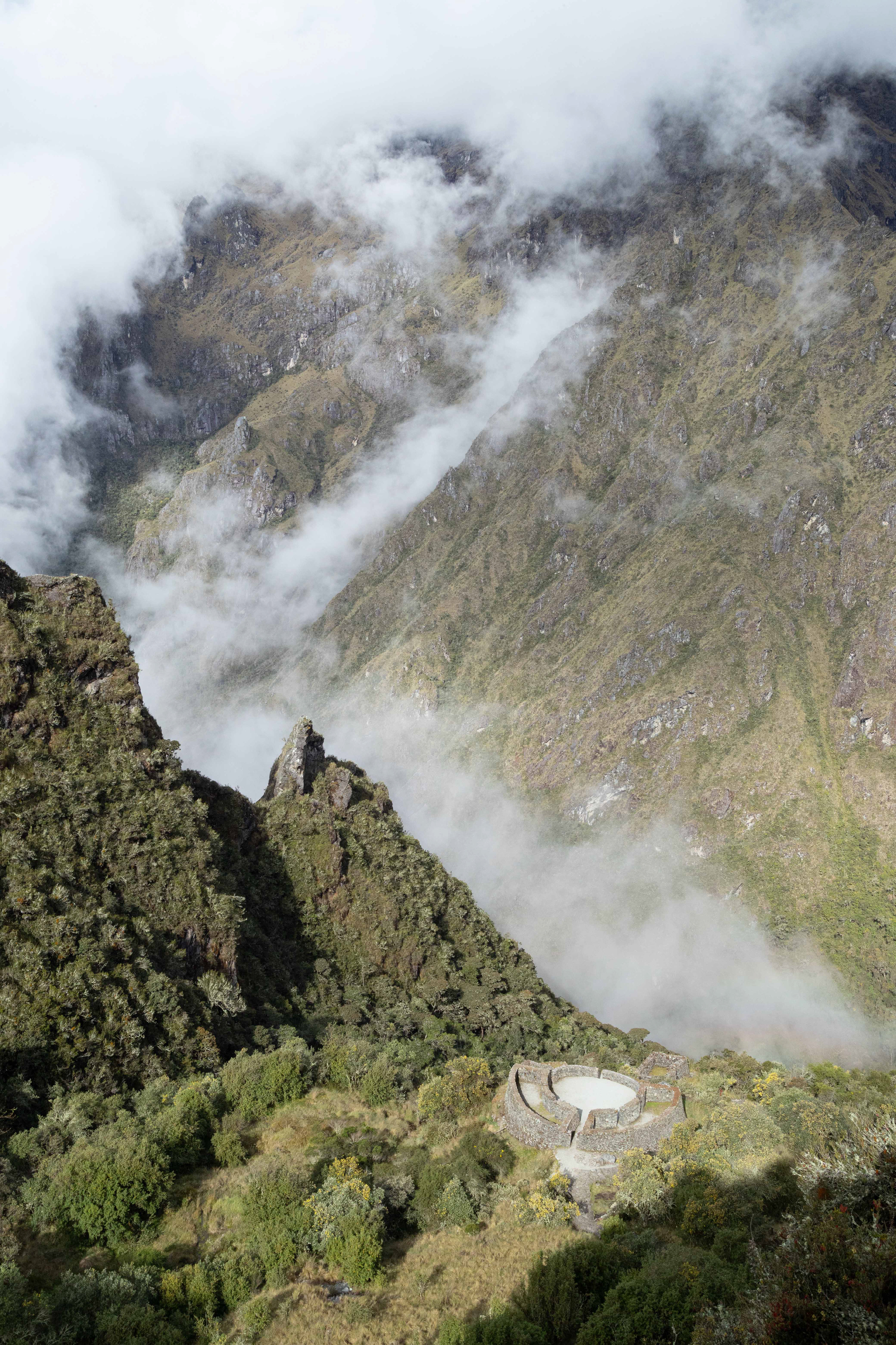 An Incan ruin high in the Andes. Aguas Calientes, Peru.