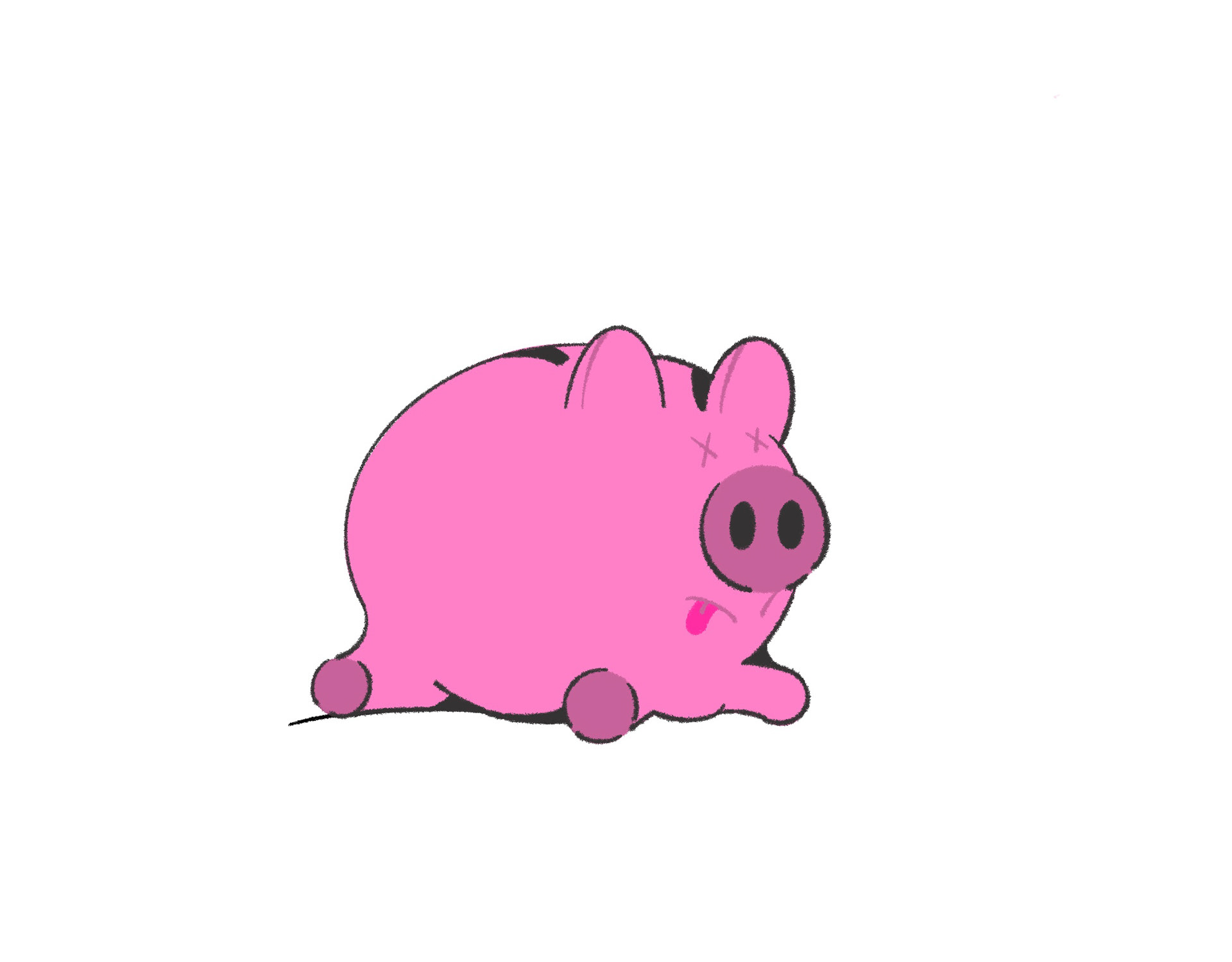 Illustration d'une tirelire rose imitant un cadavre.