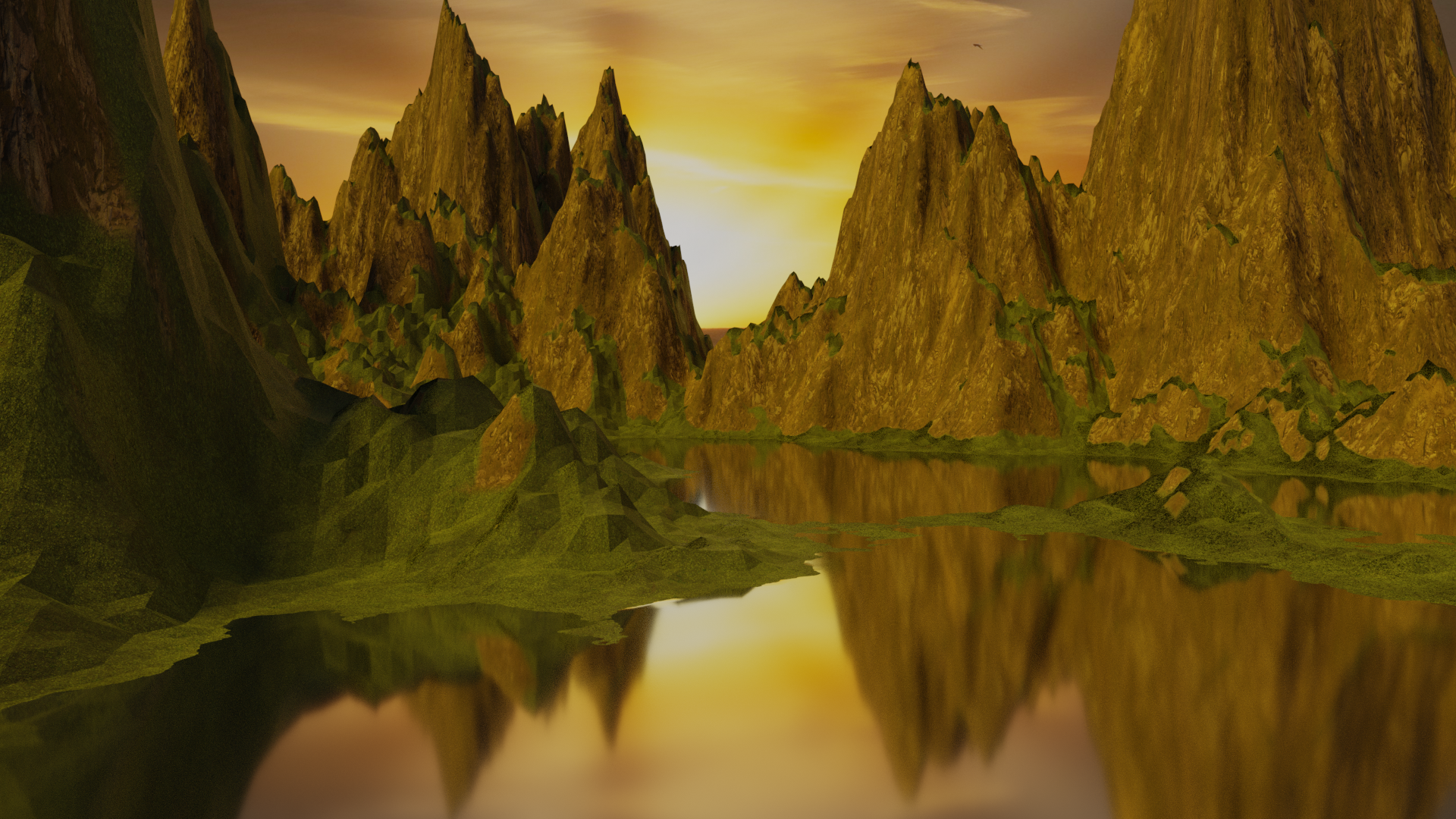 Sun rise with sharp hills