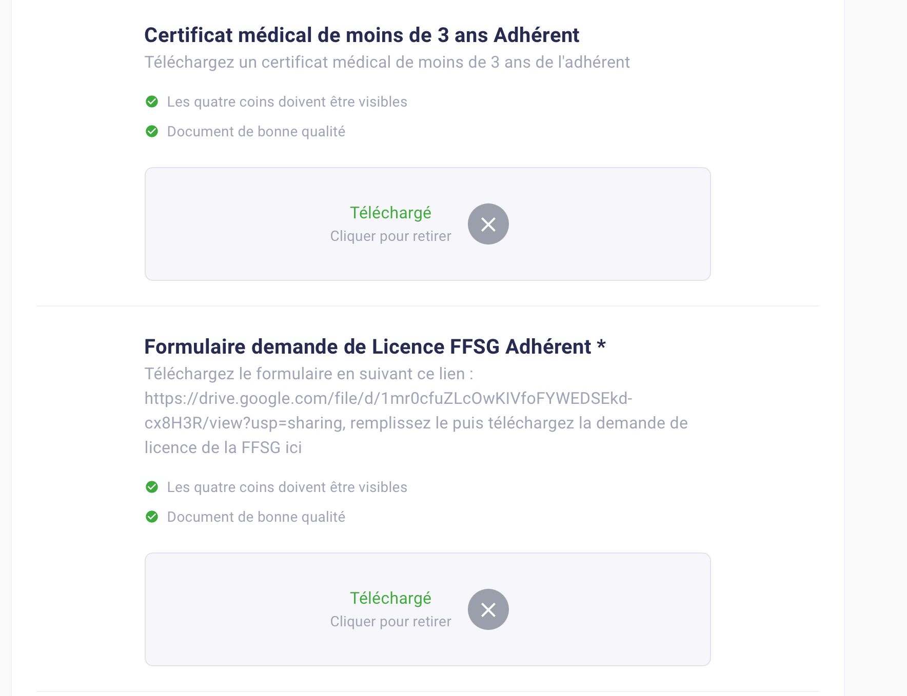 Cliquez sur "CONTINUER" une fois les documents téléchargés