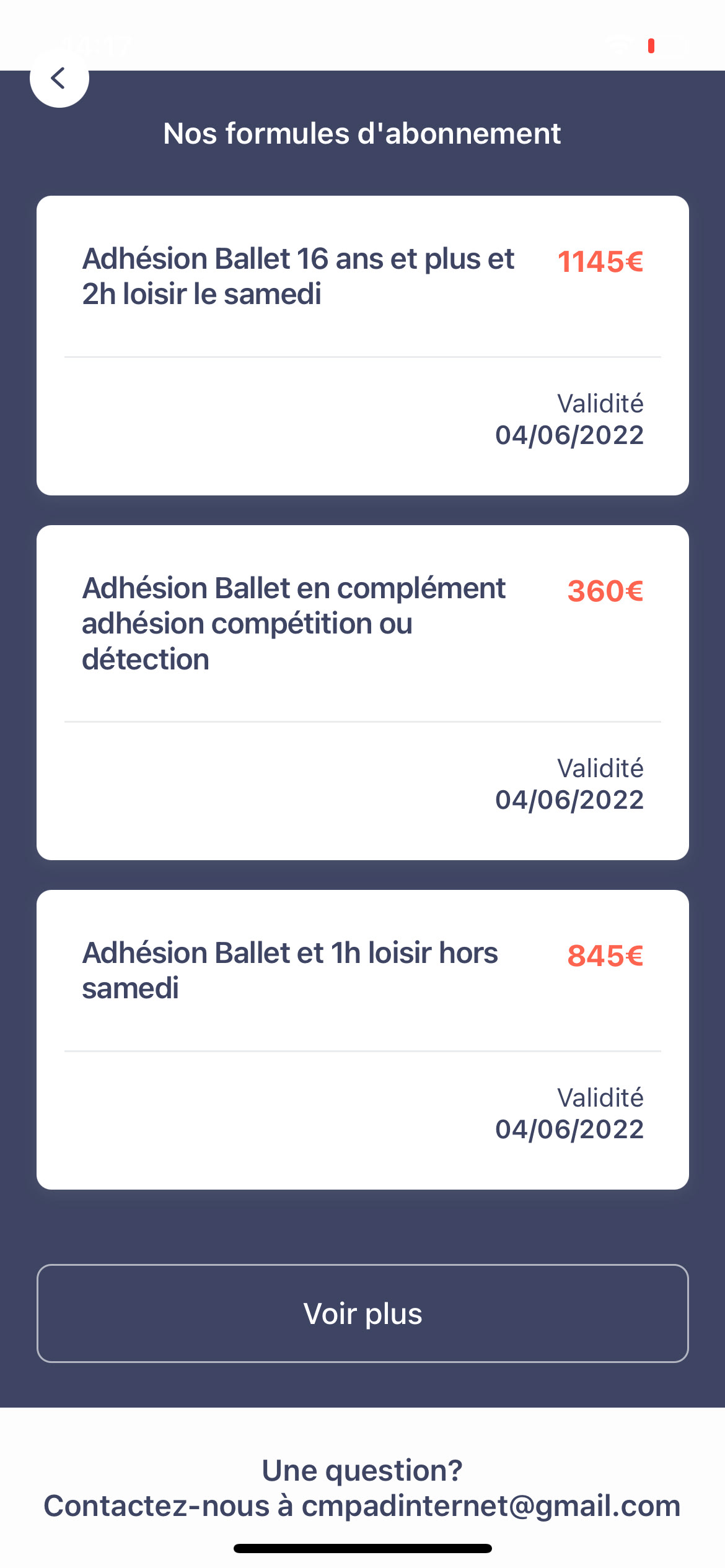 Cliquez sur voir plus pour avoir le reste de la liste