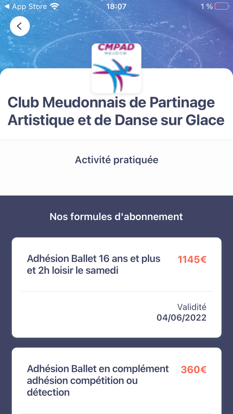 Les formules d'abonnement disponibles s'affichent