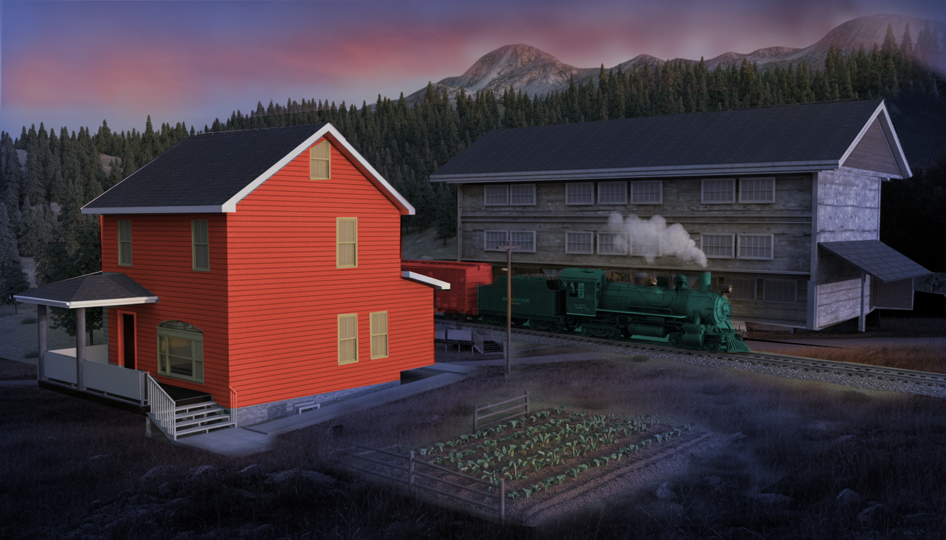 In his mind this is what my dad thought our farm looked like.  He worked for the Pennsylvania Railroad all his life, so being able to see the trains going up and down the mountain was his greatest delight.