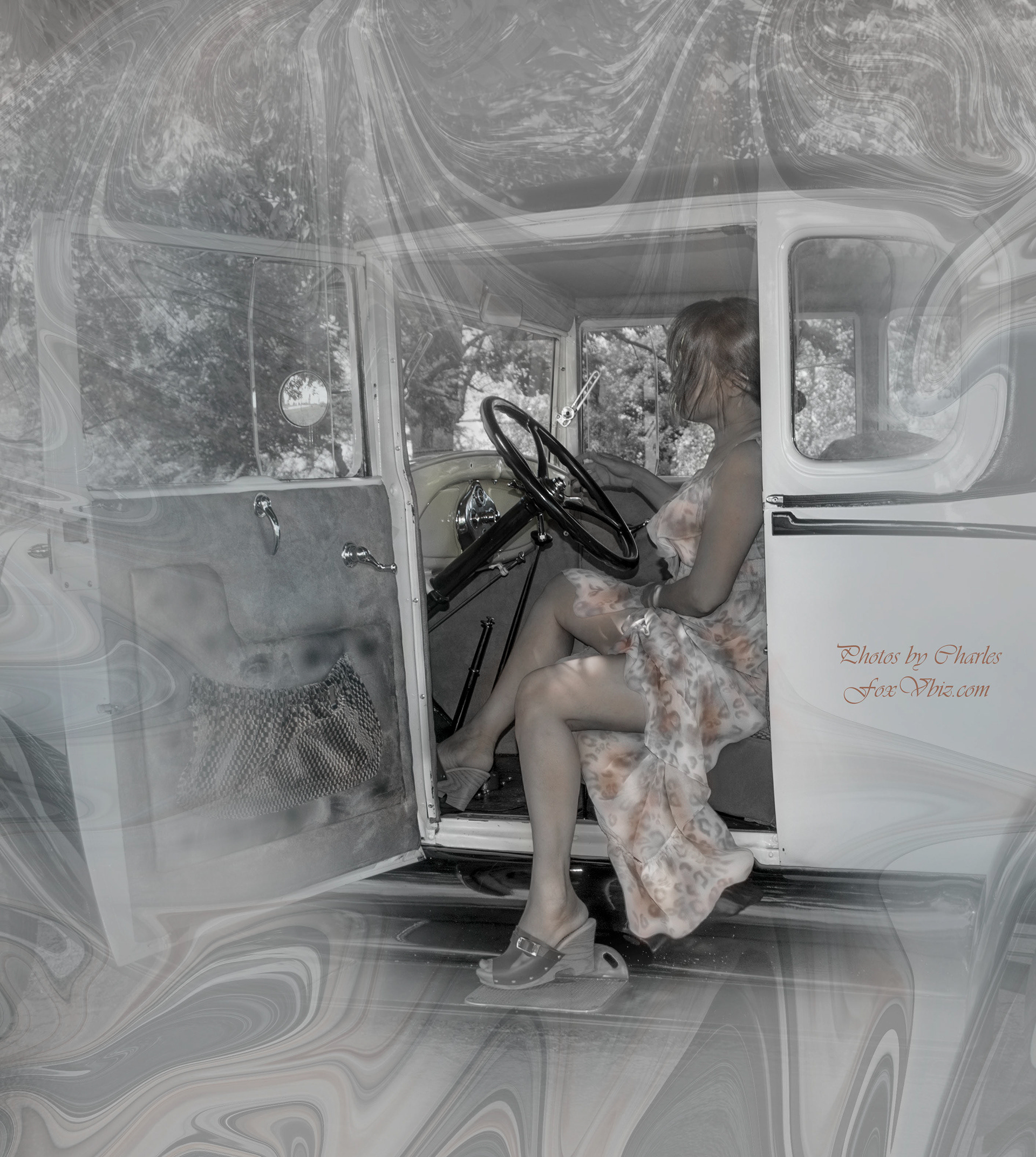 Hong driving a Model A