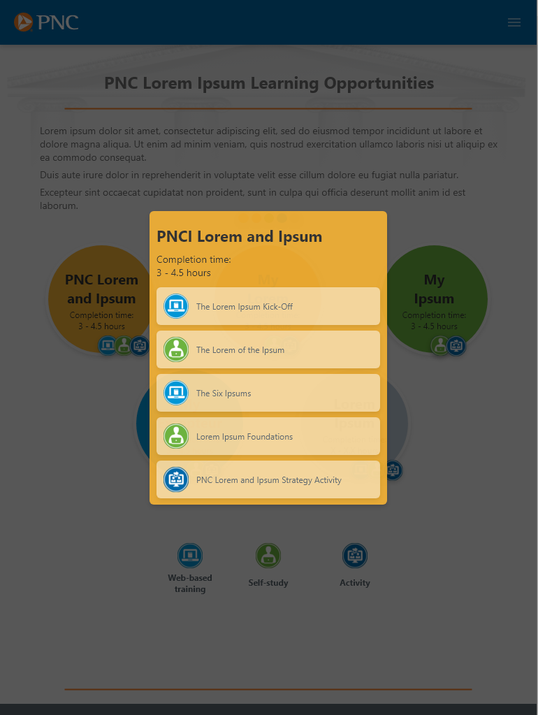 PNC University Portal Tablet Overlay Item 1